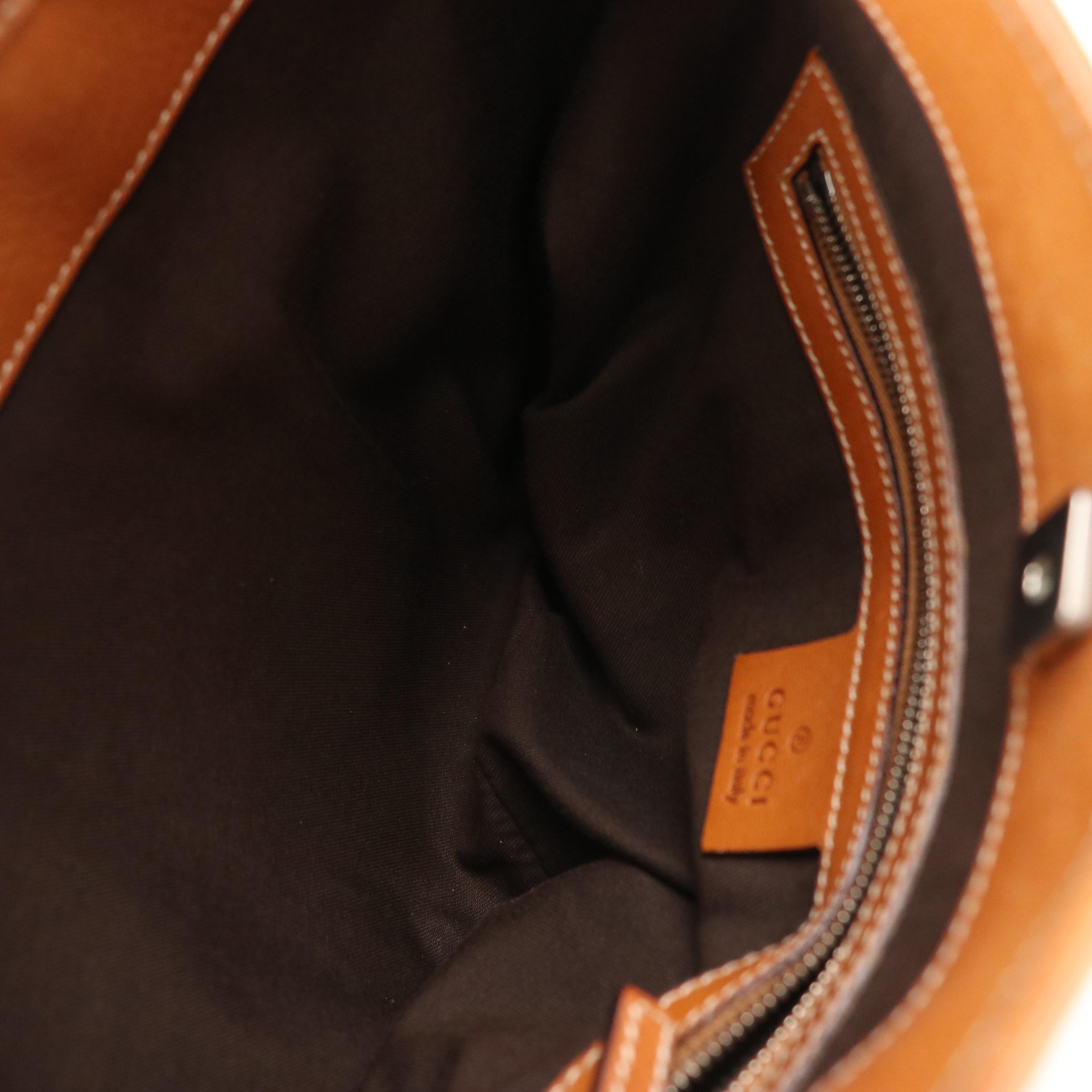 Gucci Reins Hobo Shoulder Bag in Web Striped Canvas and Brown Leather Trim