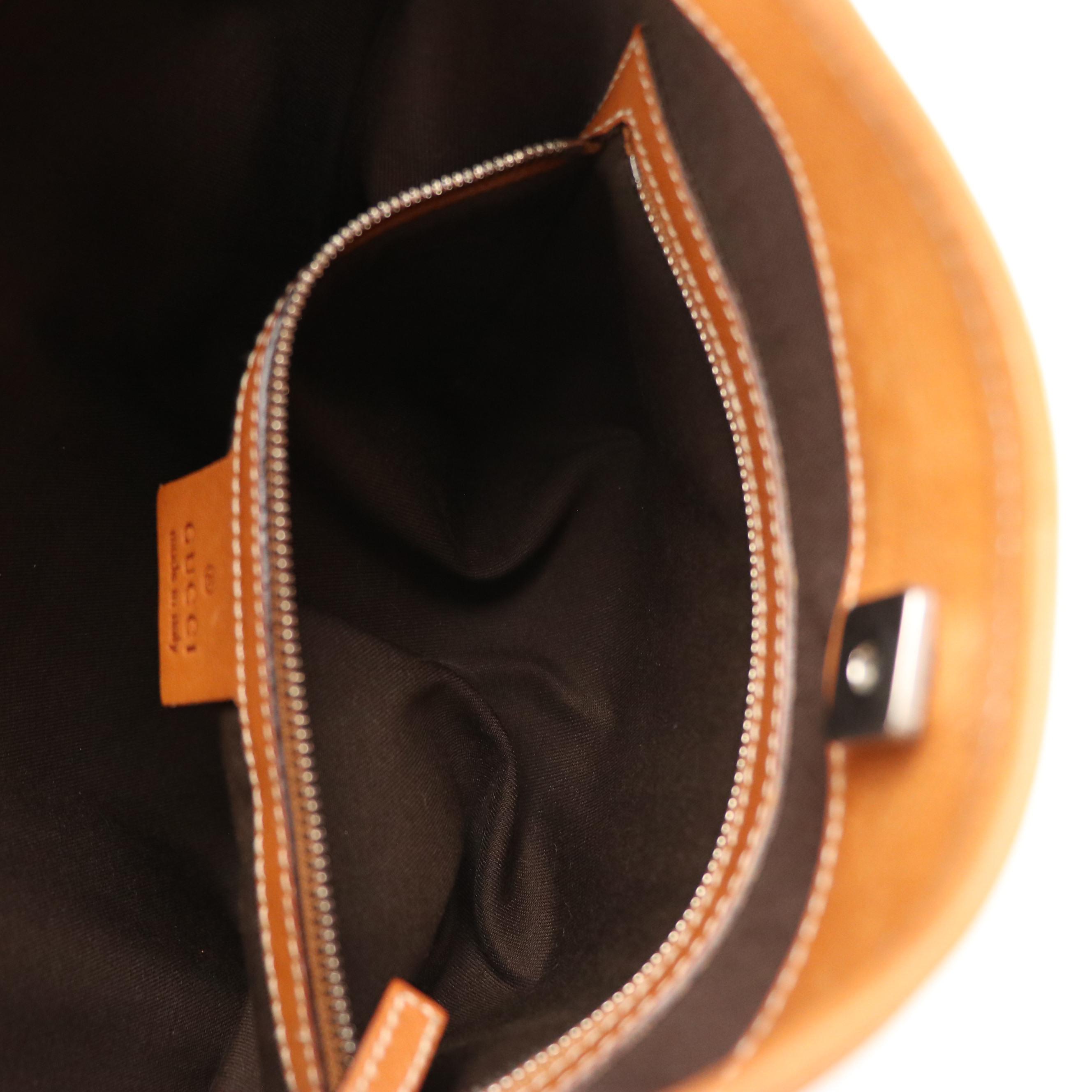 Gucci Reins Hobo Shoulder Bag in Web Striped Canvas and Brown Leather Trim