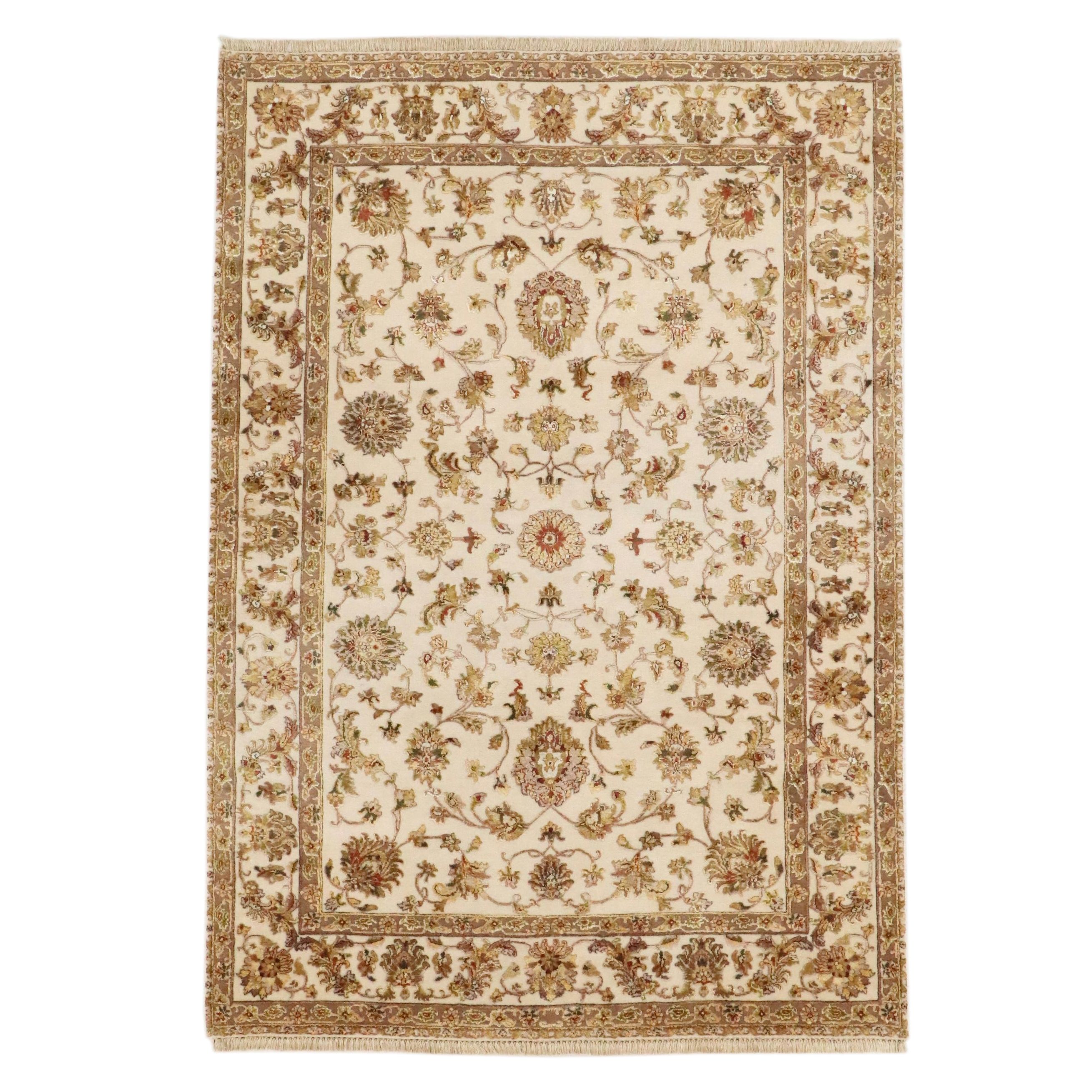 6' x 8'11 Hand-Knotted Indian Agra Silk Blend Area Rug