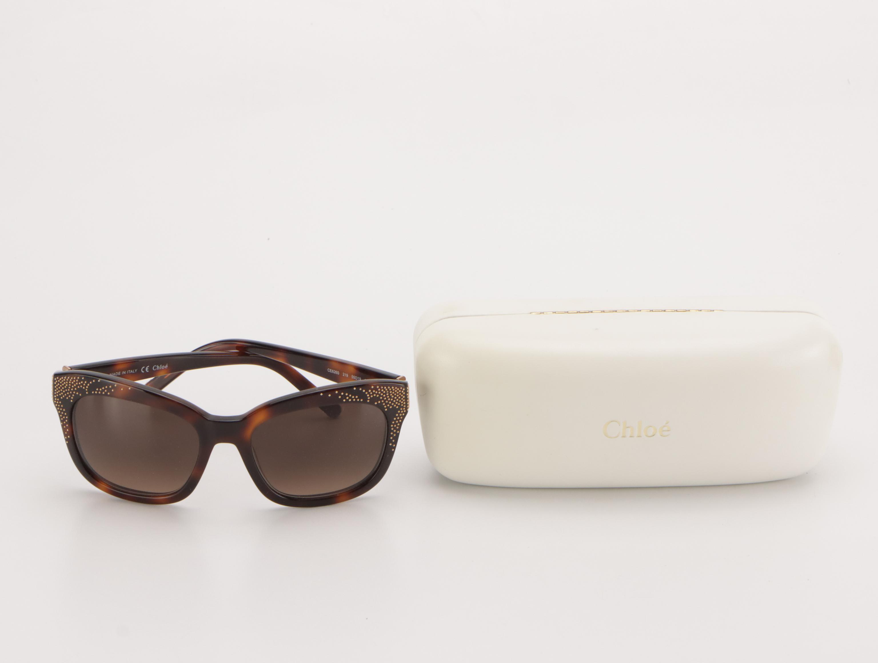 Chloé CE626S 219 Embellished Havana Square Sunglasses in Case