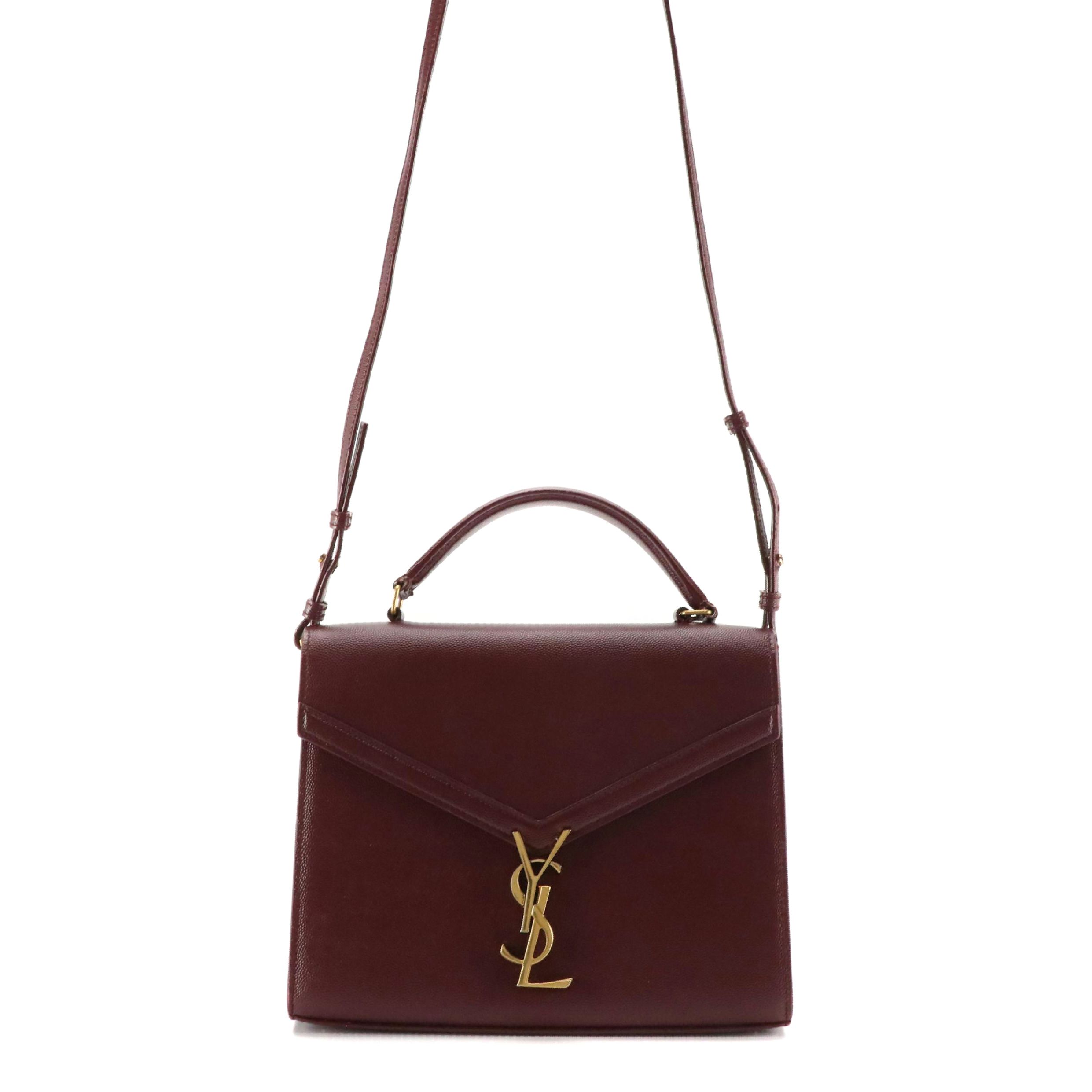 Saint Laurent Grain de Poudre Classic Monogram Cassandra Two-Way Top Handle Bag