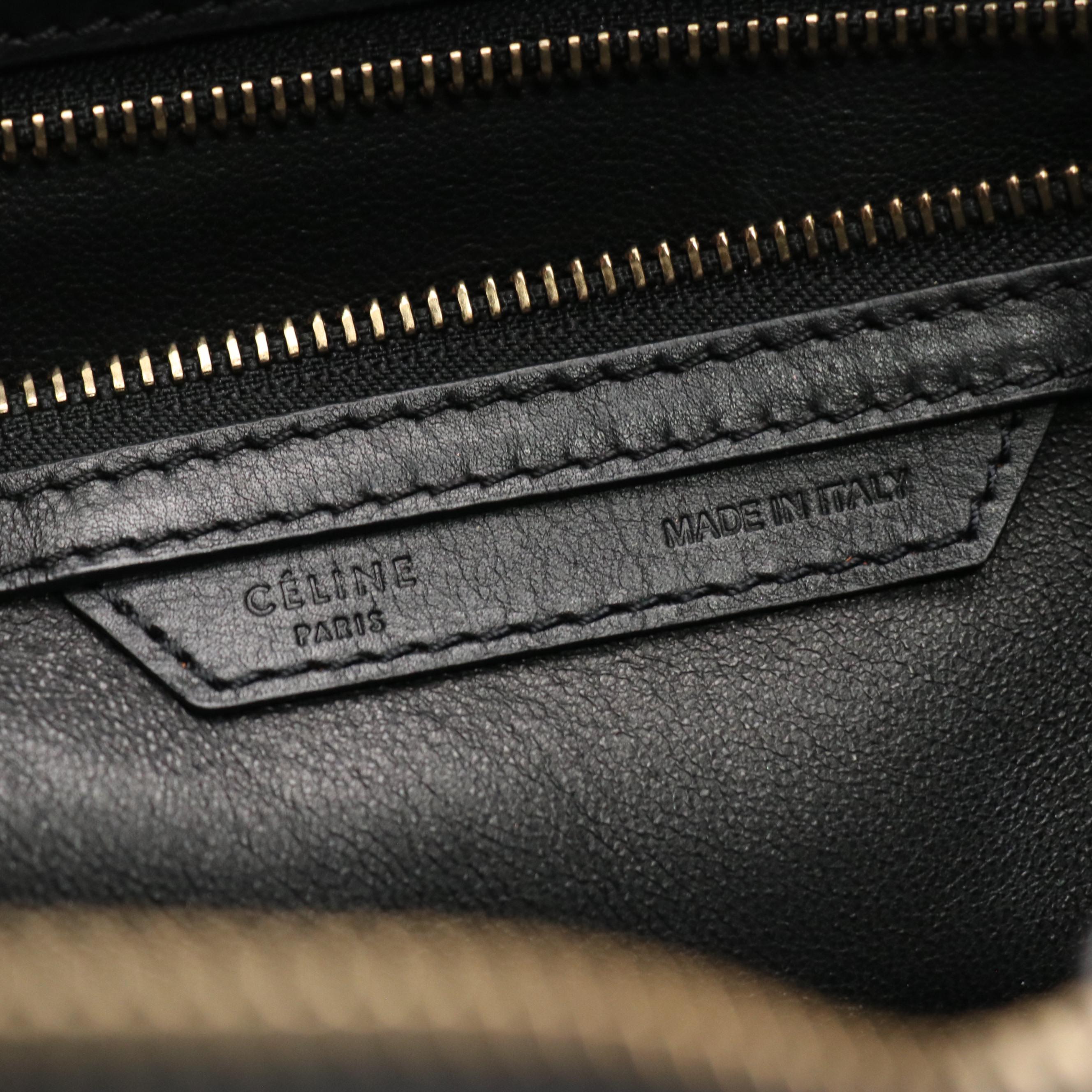 Céline Mini Luggage Tote in Bicolor Calfskin Leather and Blue Suede