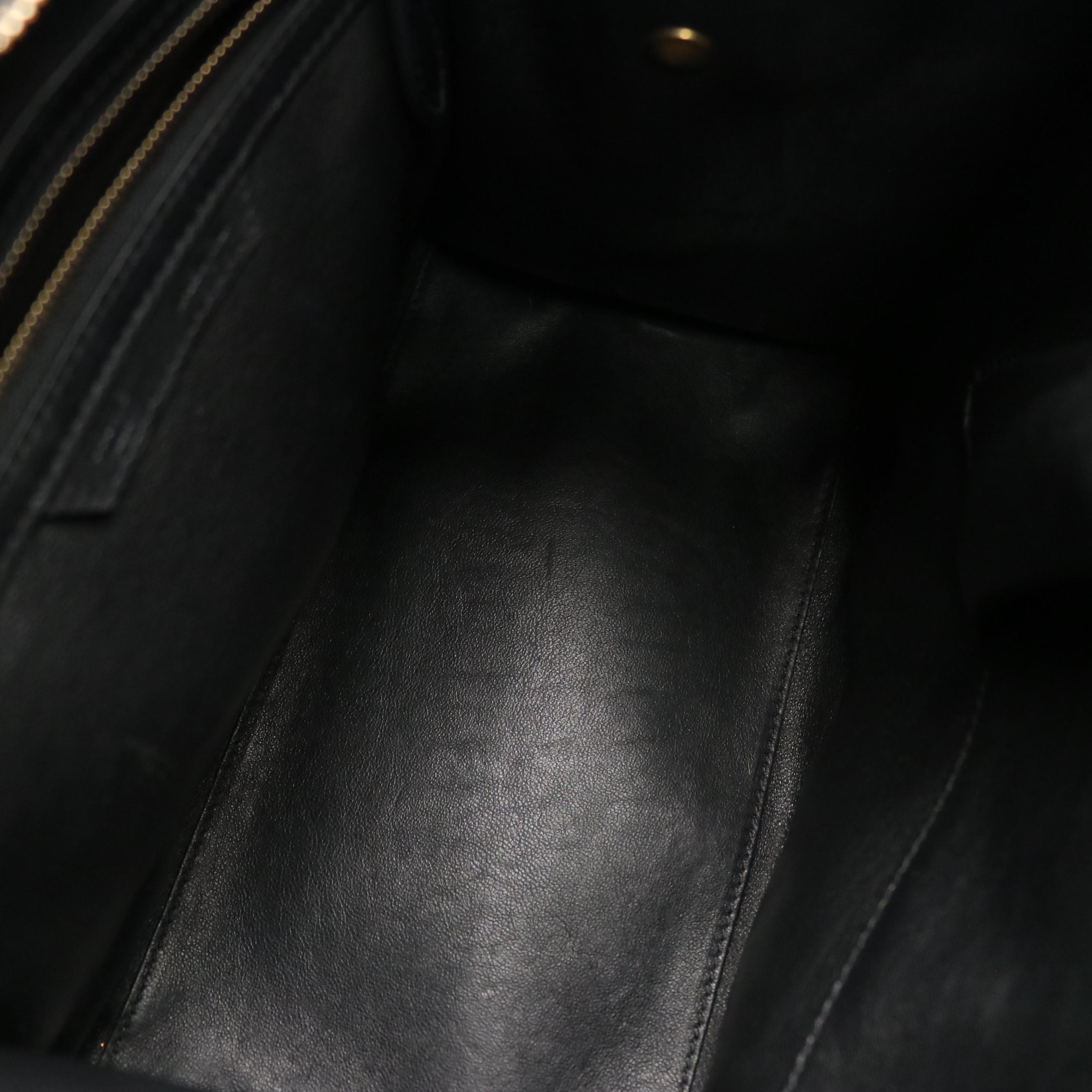 Céline Mini Luggage Tote in Bicolor Calfskin Leather and Blue Suede