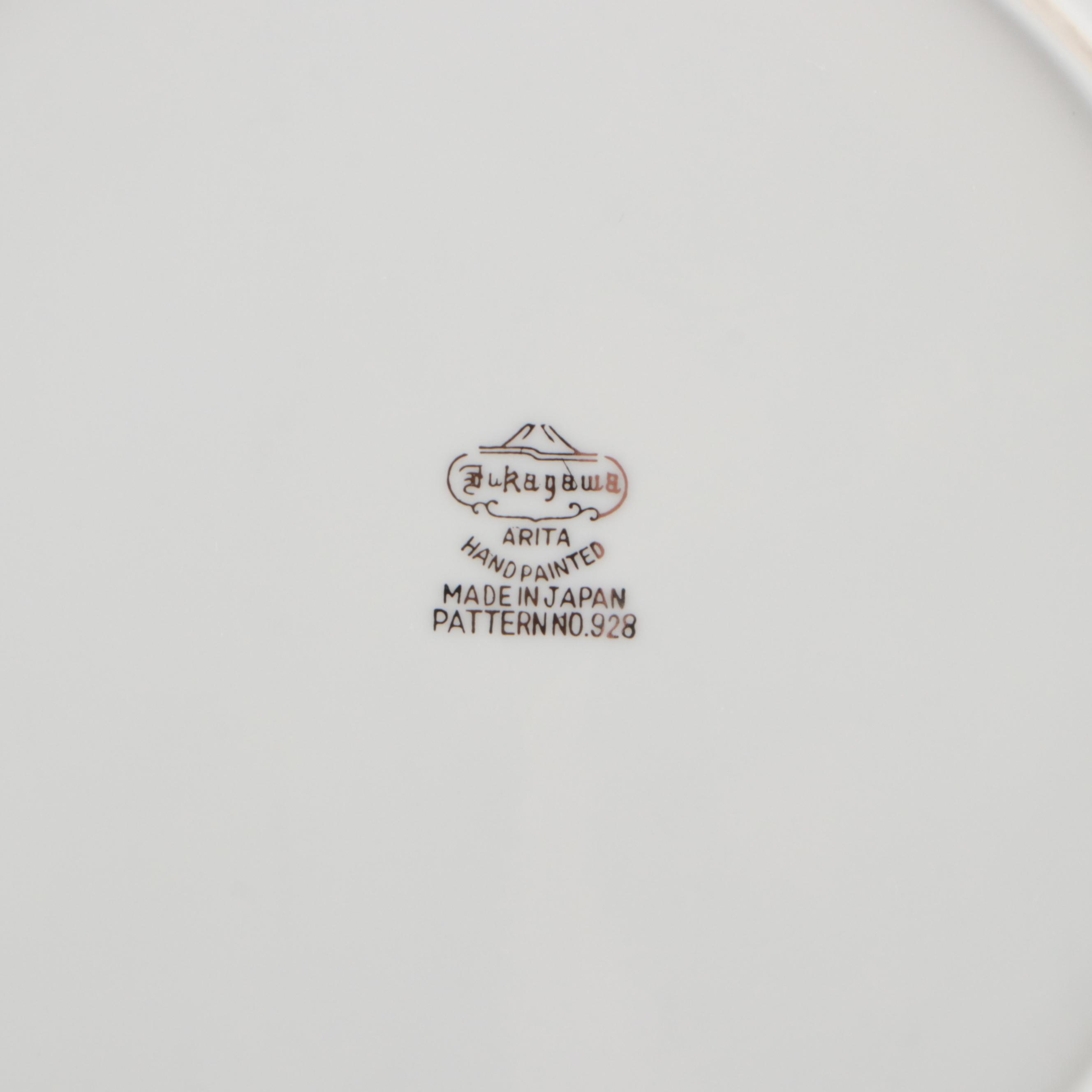 Fukagawa "Silver Wheat" Porcelain Dinnerware, Mid to Late 20th Century