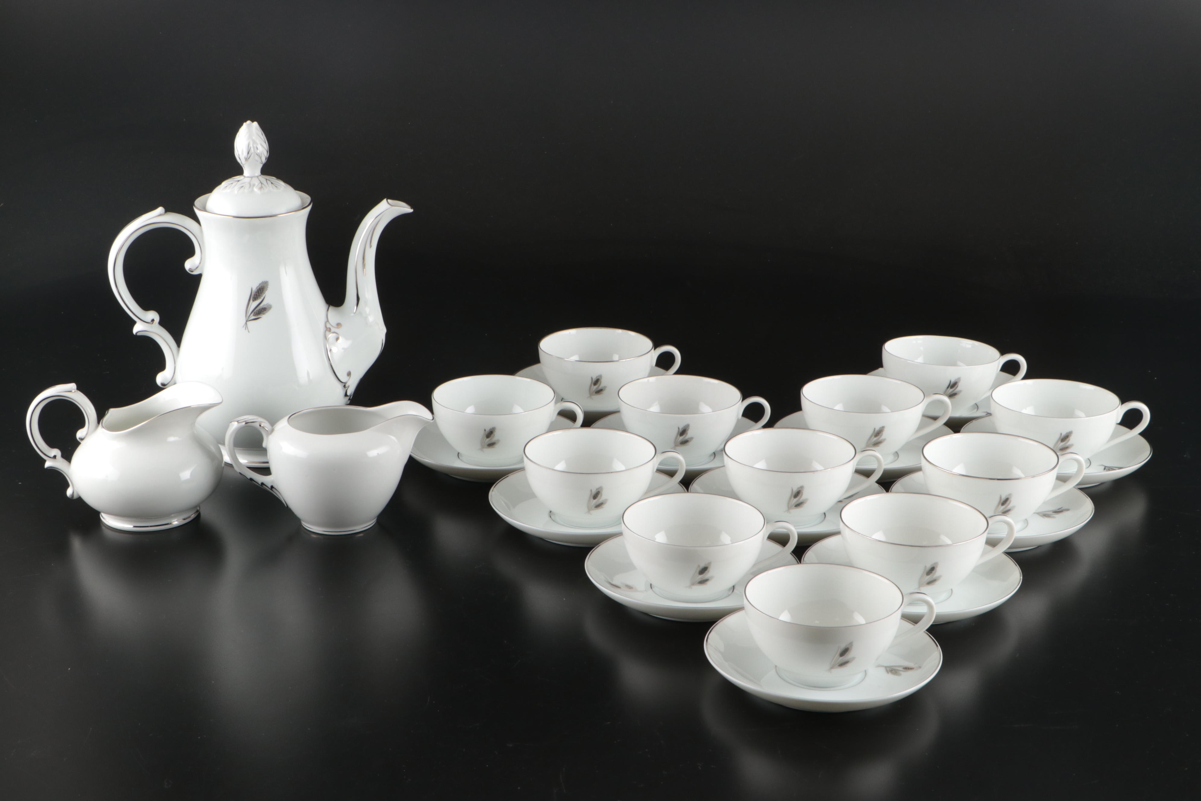 Fukagawa "Silver Wheat" Porcelain Dinnerware, Mid to Late 20th Century