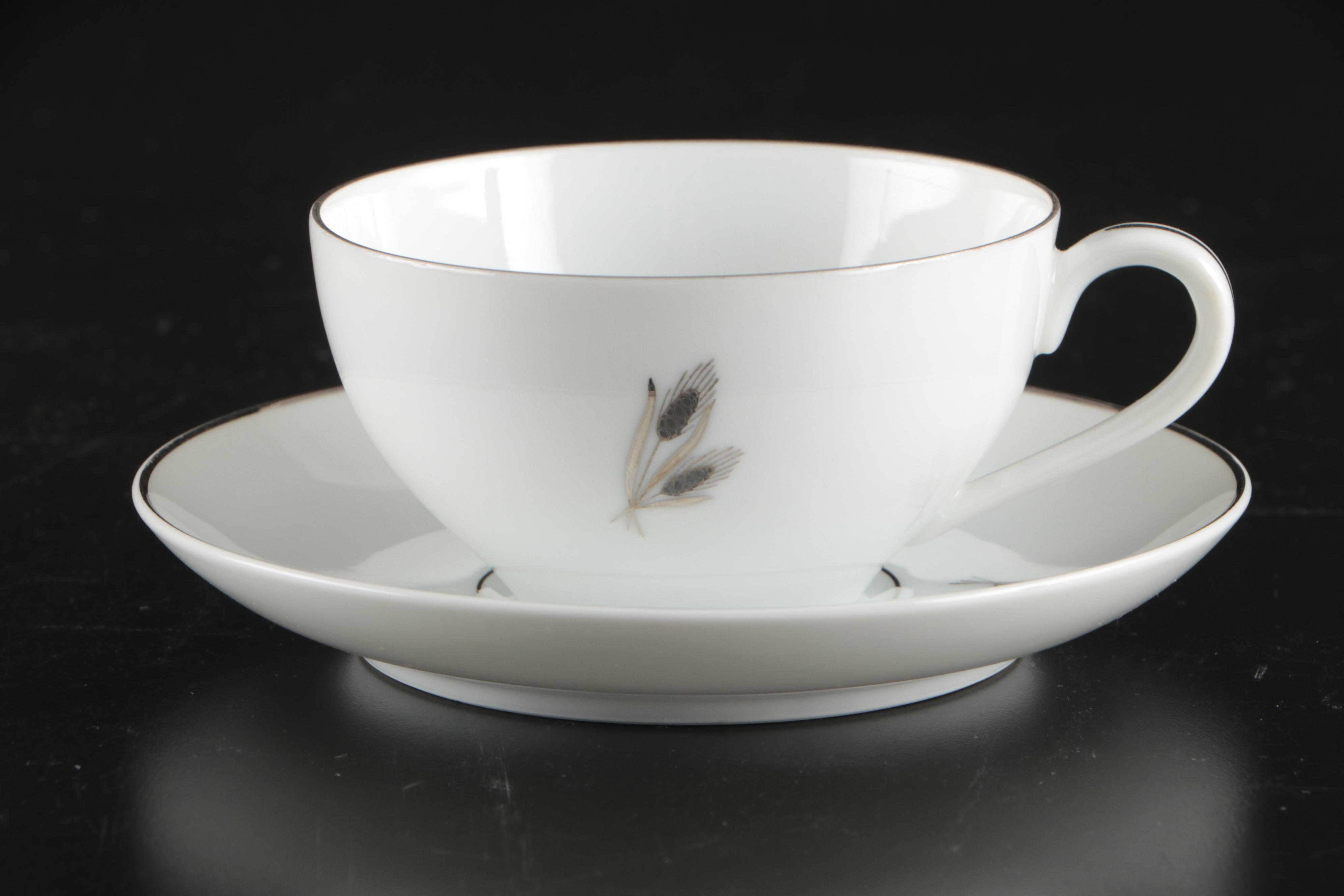 Fukagawa "Silver Wheat" Porcelain Dinnerware, Mid to Late 20th Century