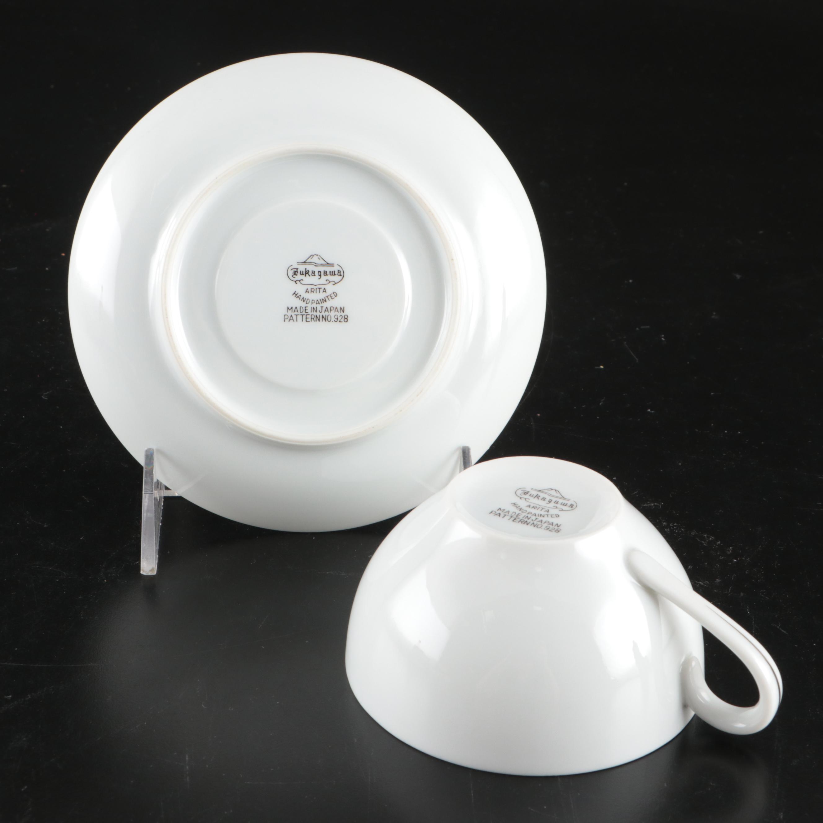Fukagawa "Silver Wheat" Porcelain Dinnerware, Mid to Late 20th Century