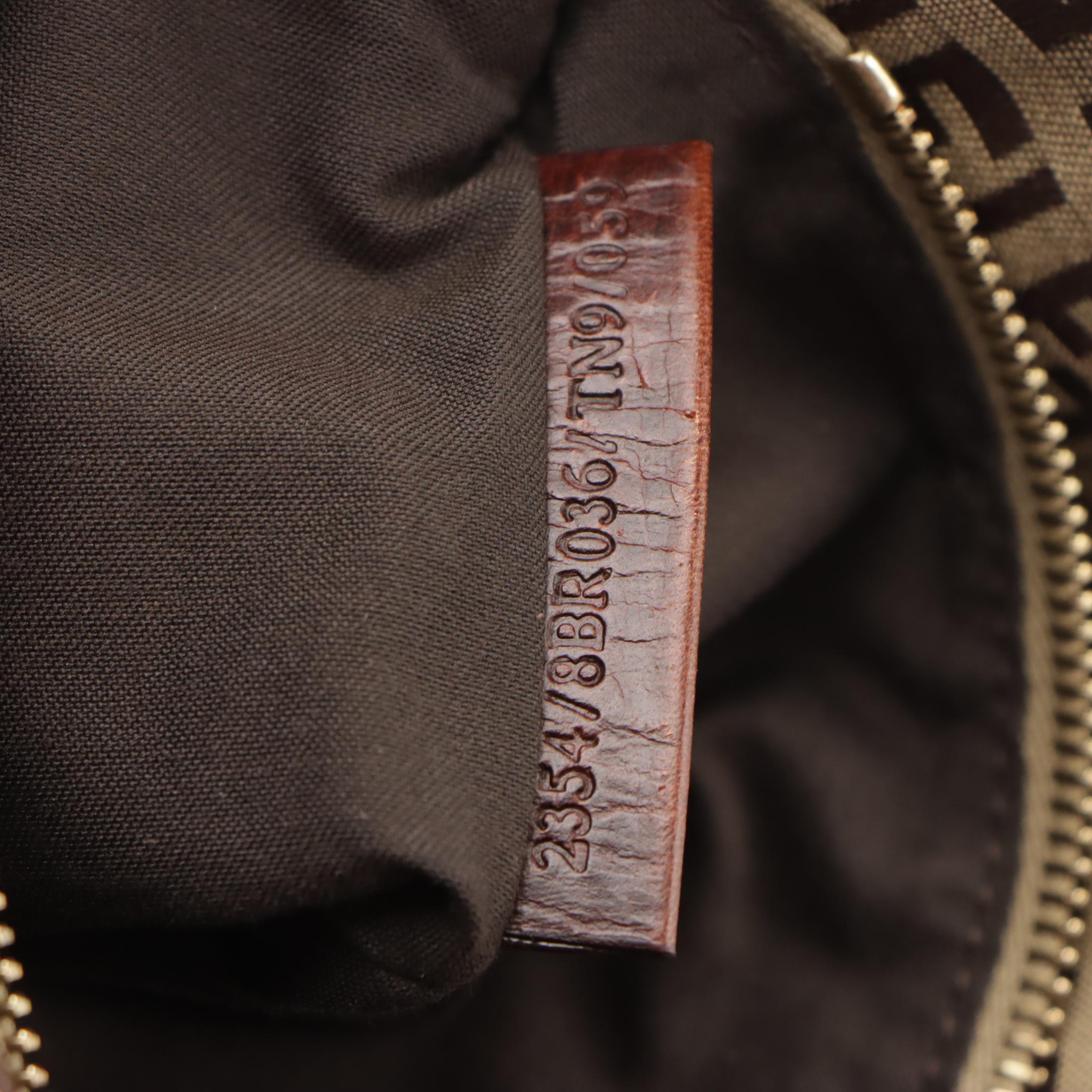 Fendi Mama Baguette Hobo Shoulder Bag in Zucca Canvas and Leather