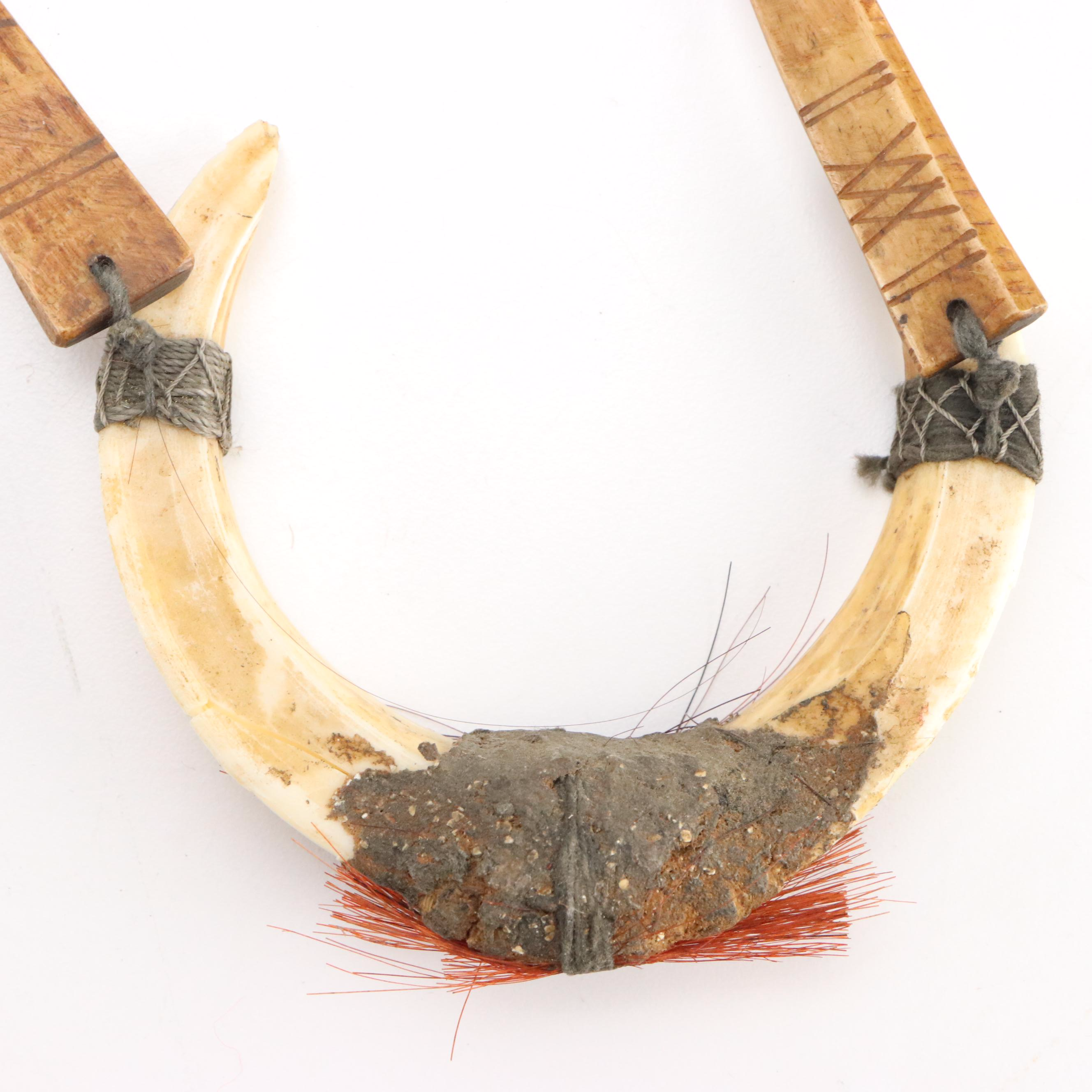 Papua New Guinea Carved Bone Necklaces with Boar Tusks and Pig Teeth