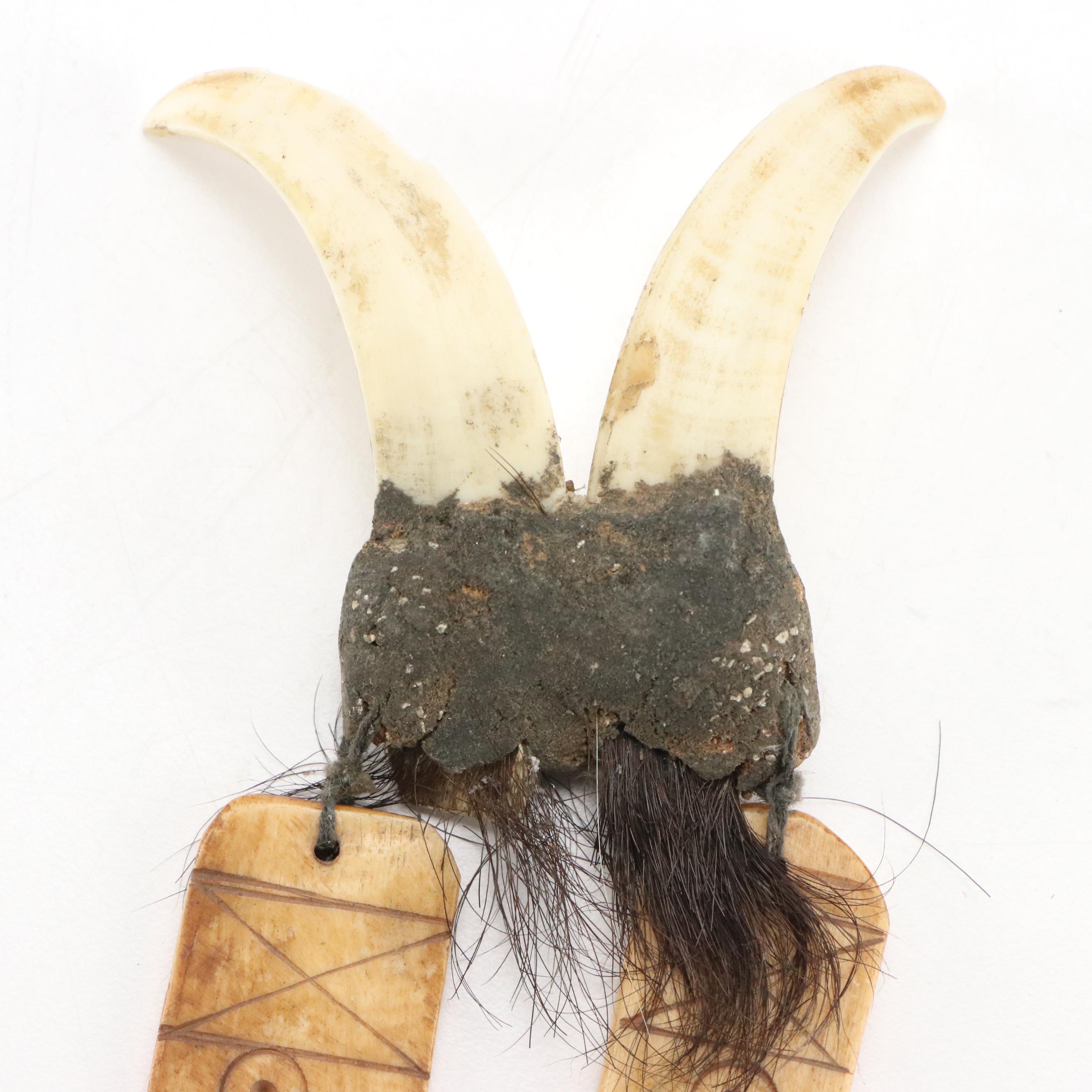 Papua New Guinea Carved Bone Necklaces with Boar Tusks and Pig Teeth