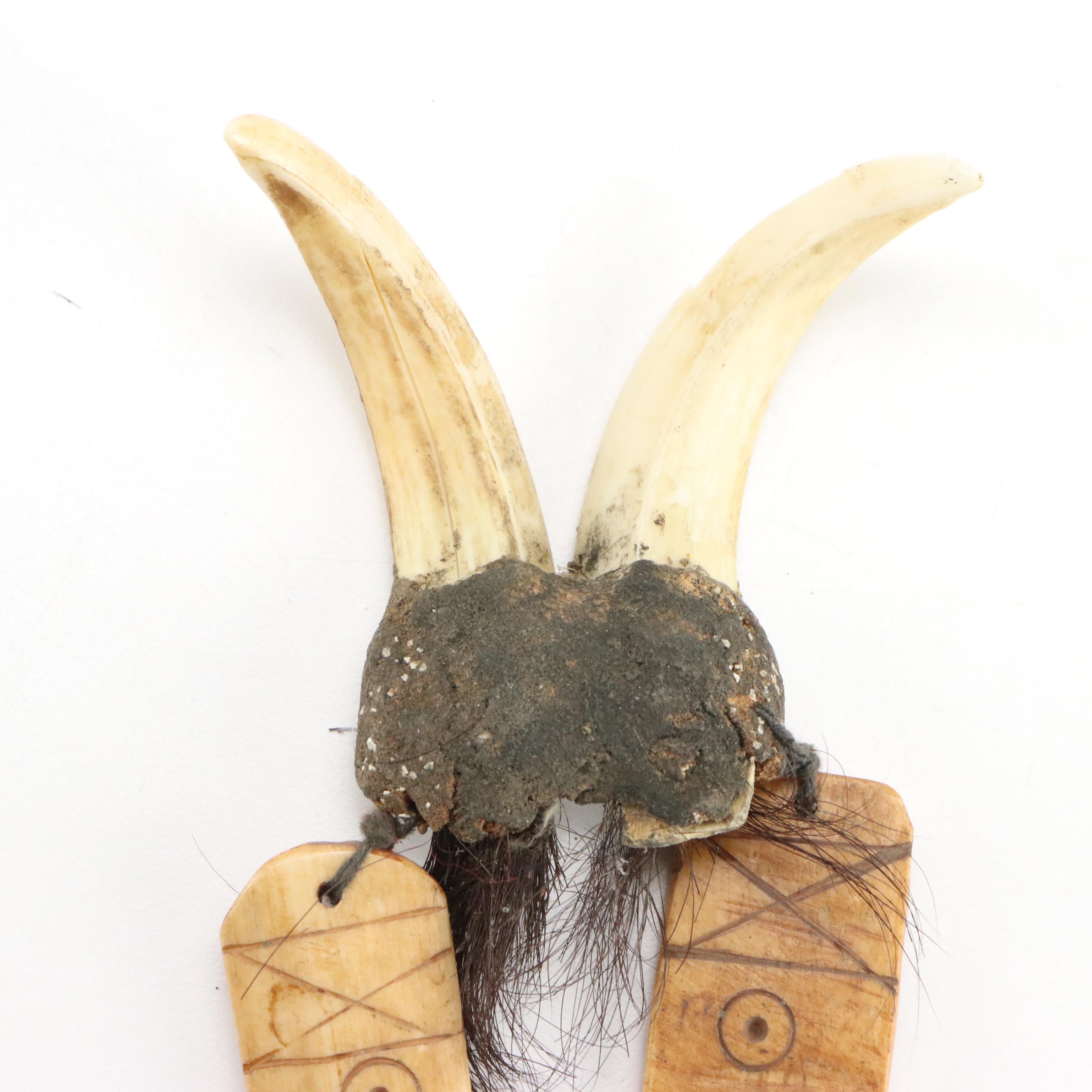 Papua New Guinea Carved Bone Necklaces with Boar Tusks and Pig Teeth