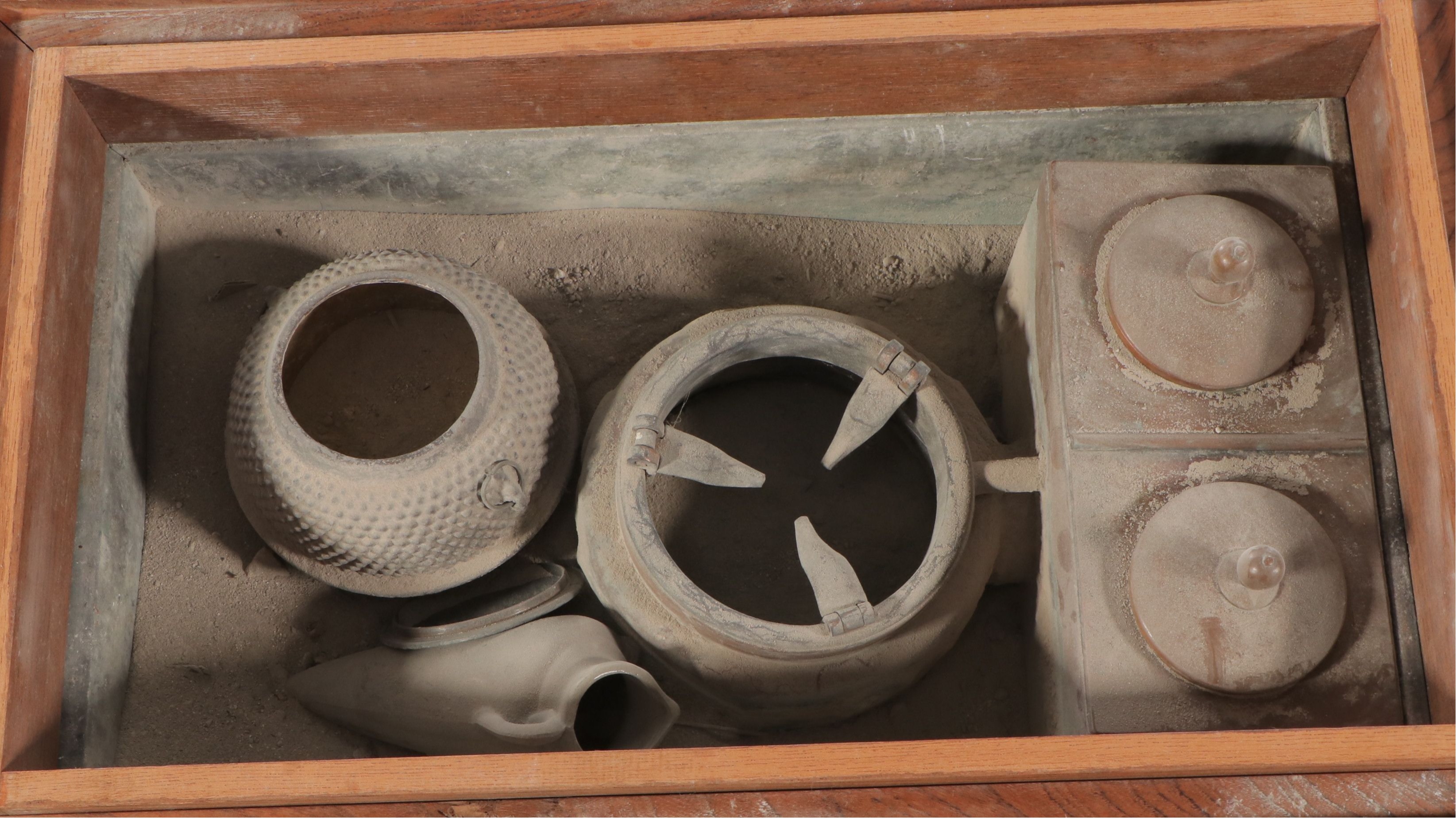 Japanese or Korean Hibachi Table with Glass Tabletop, Early to Mid-20th Century
