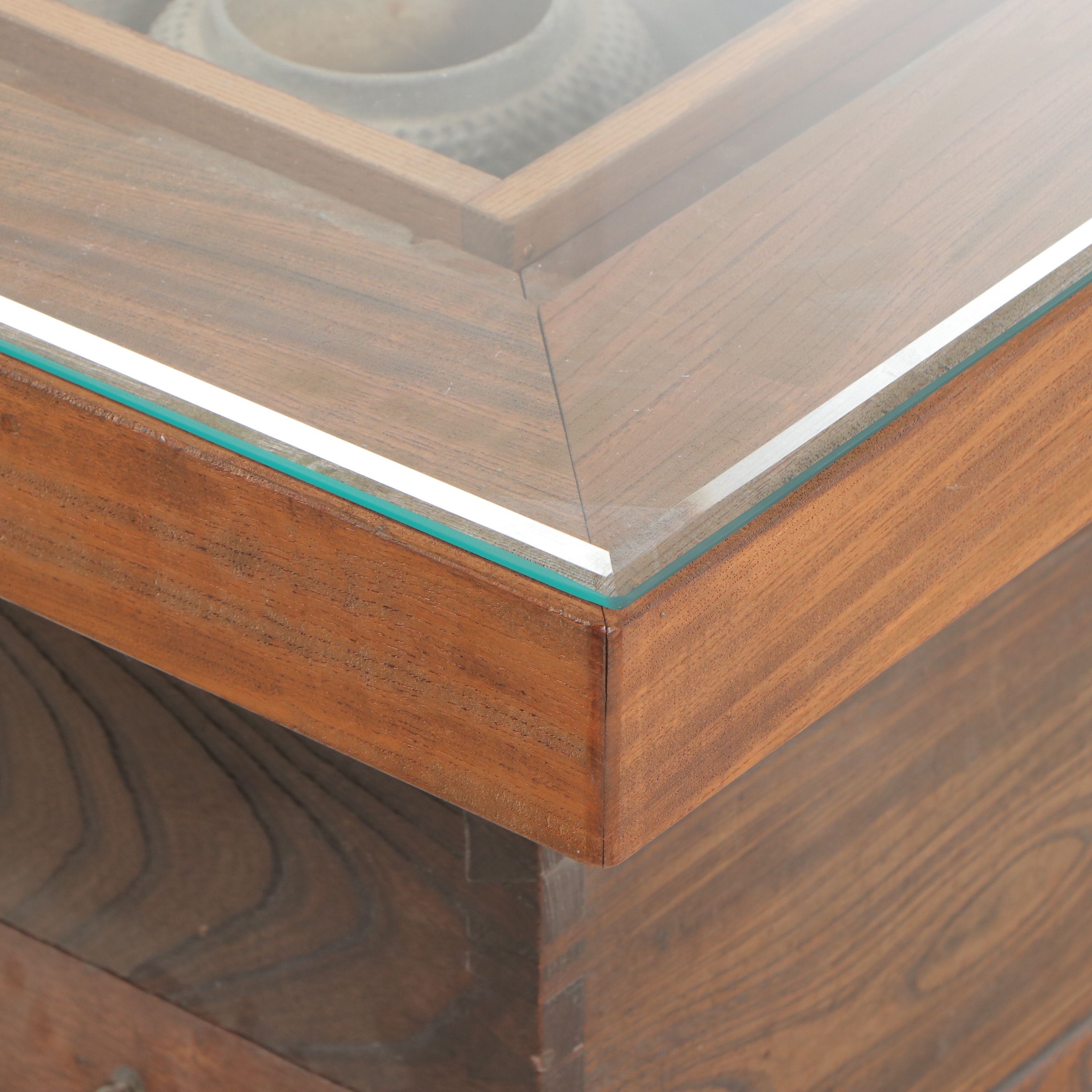 Japanese or Korean Hibachi Table with Glass Tabletop, Early to Mid-20th Century