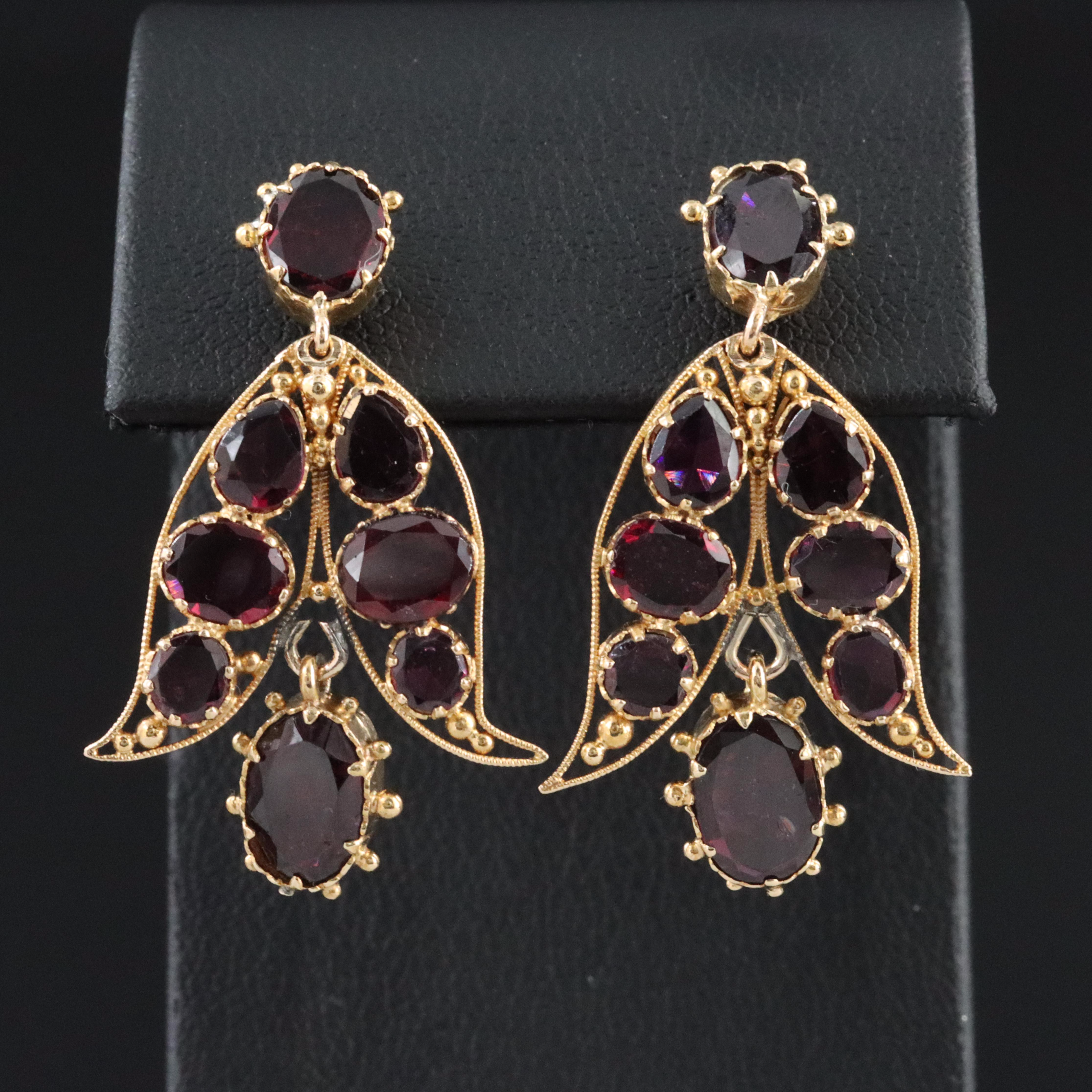 14K Garnet Flower Earrings