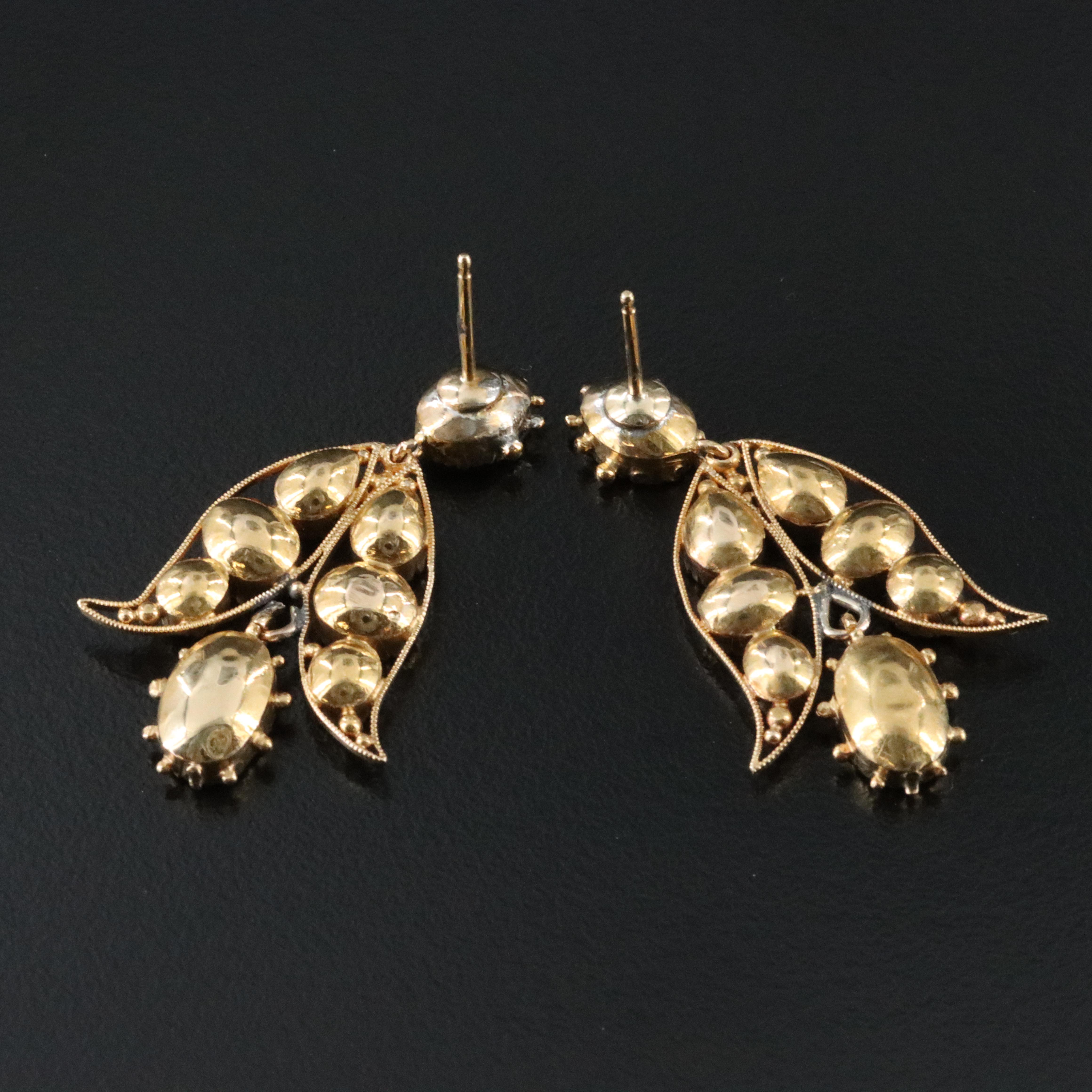 14K Garnet Flower Earrings