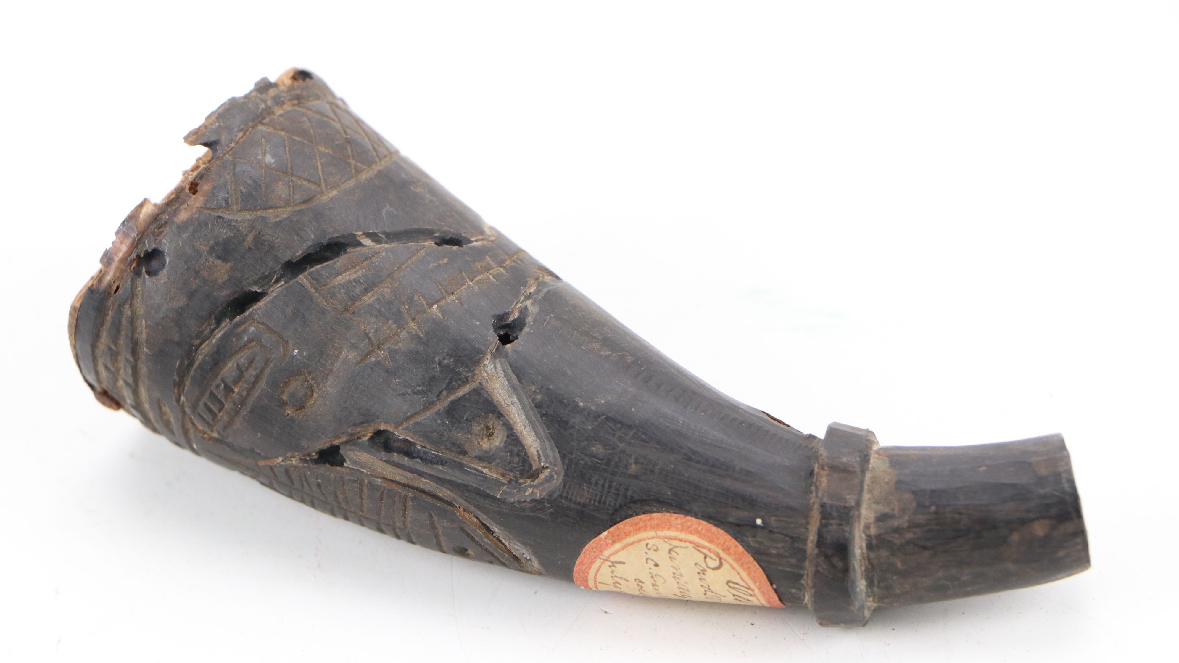 Alaskan Inuit Hand-Carved Powder Horn and Wood Spoons, Late 19th Century