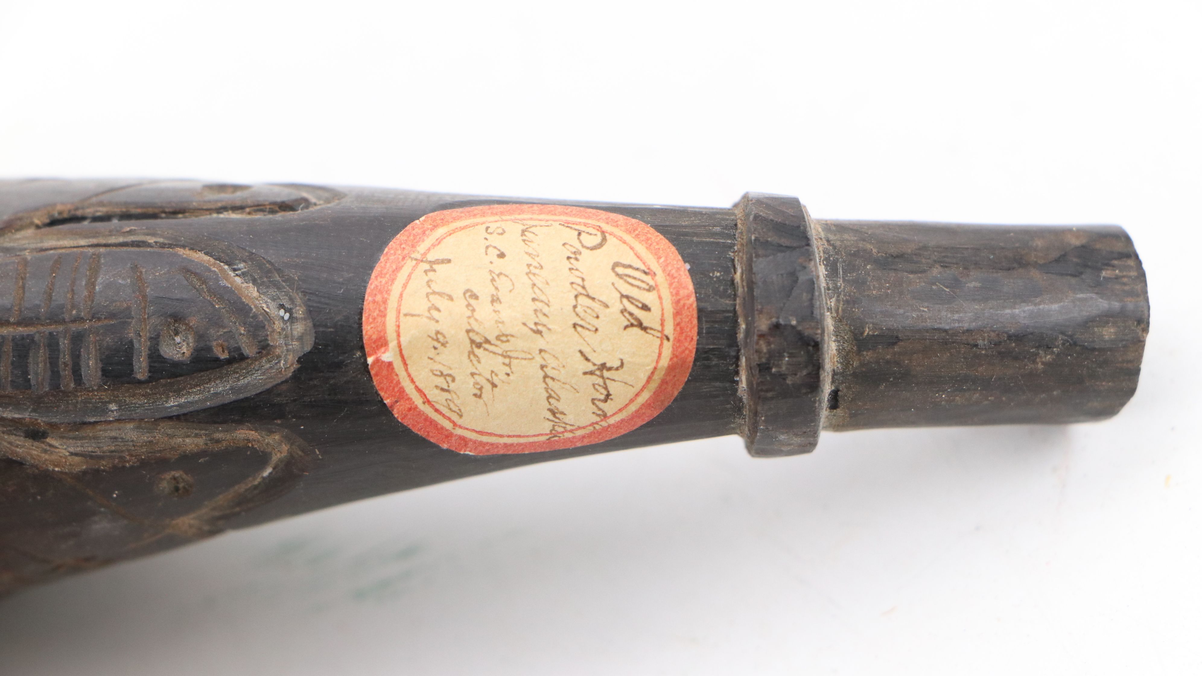 Alaskan Inuit Hand-Carved Powder Horn and Wood Spoons, Late 19th Century