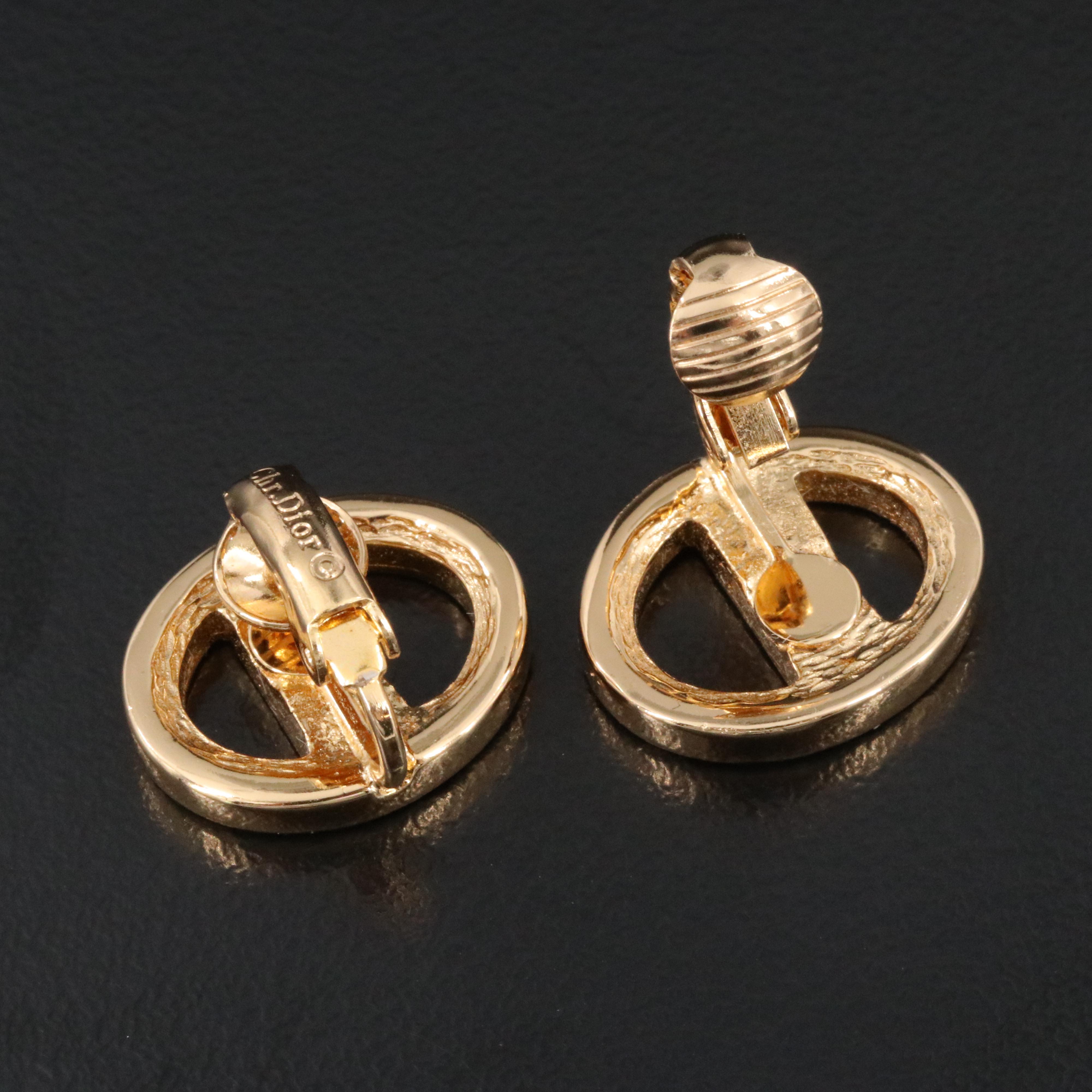 Christian Dior CD Logo Clip Earrings