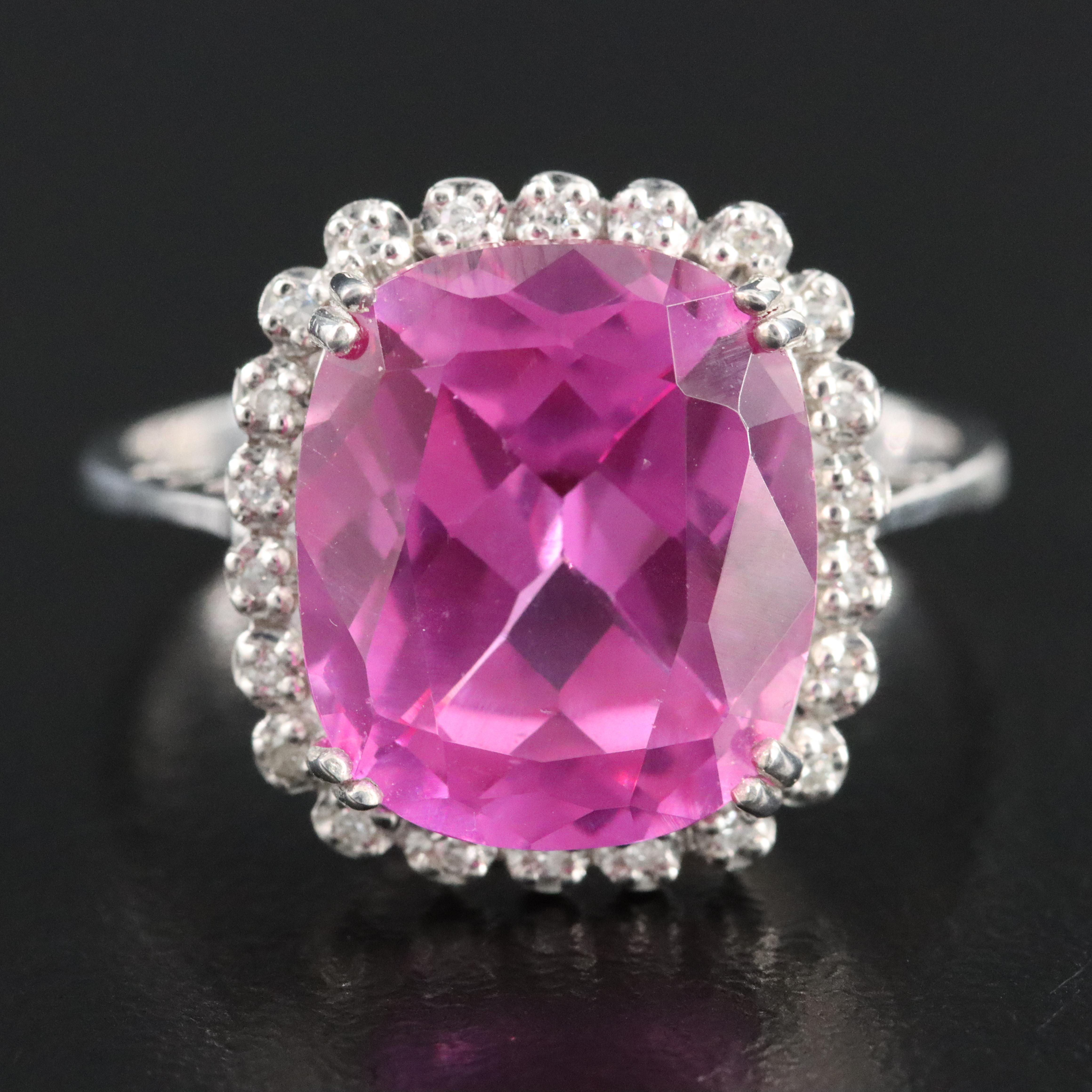 10K Pink Sapphire and Diamond Ring