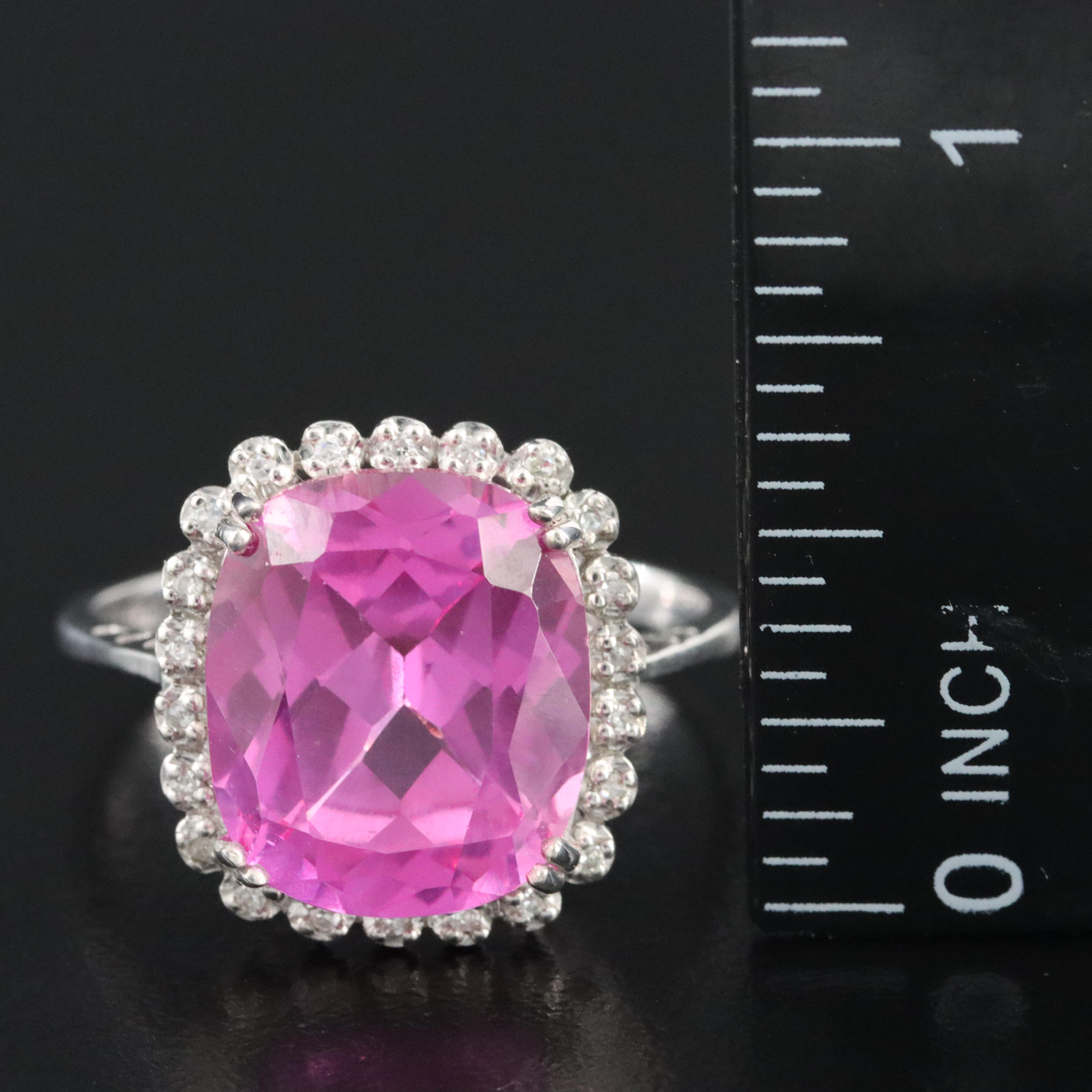 10K Pink Sapphire and Diamond Ring