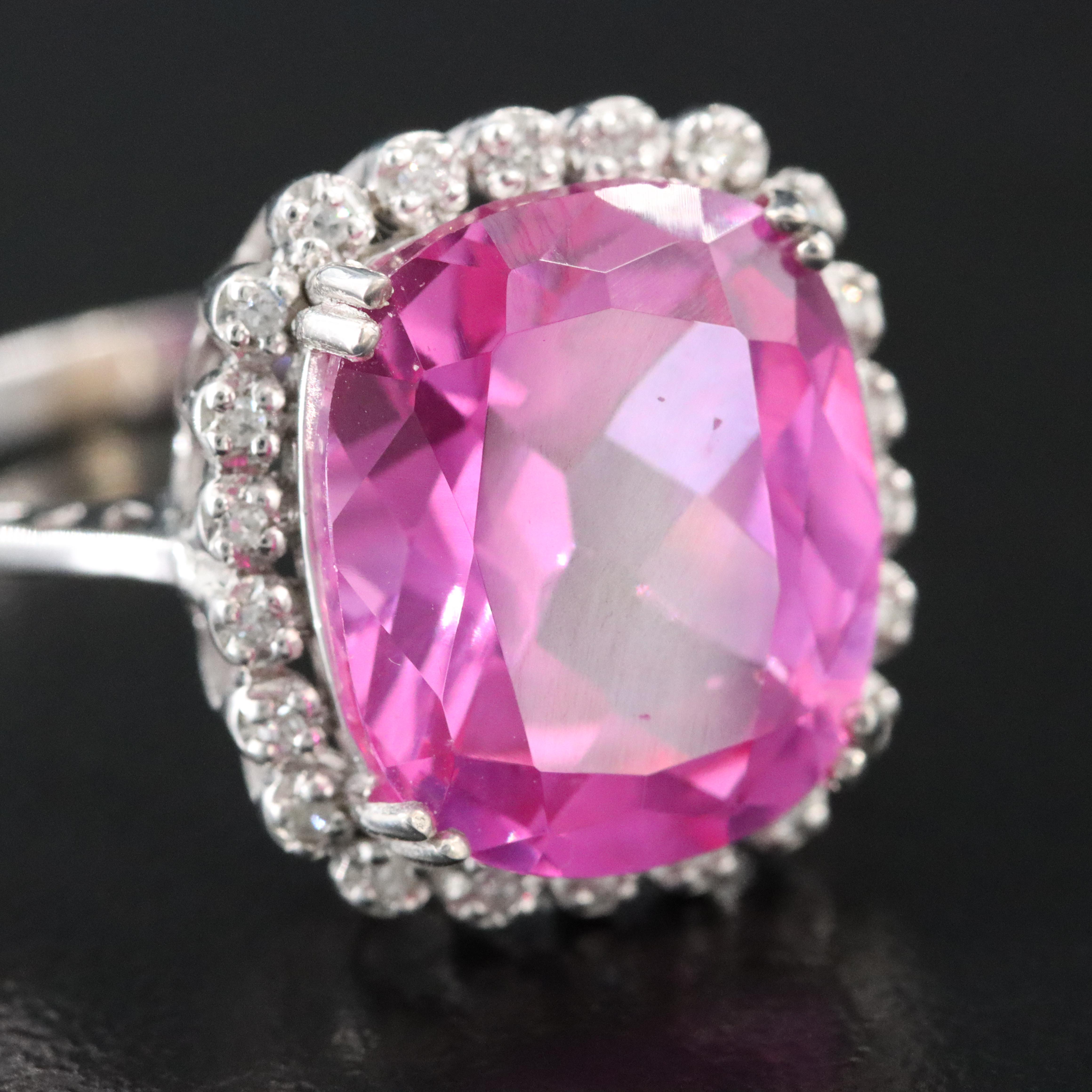 10K Pink Sapphire and Diamond Ring