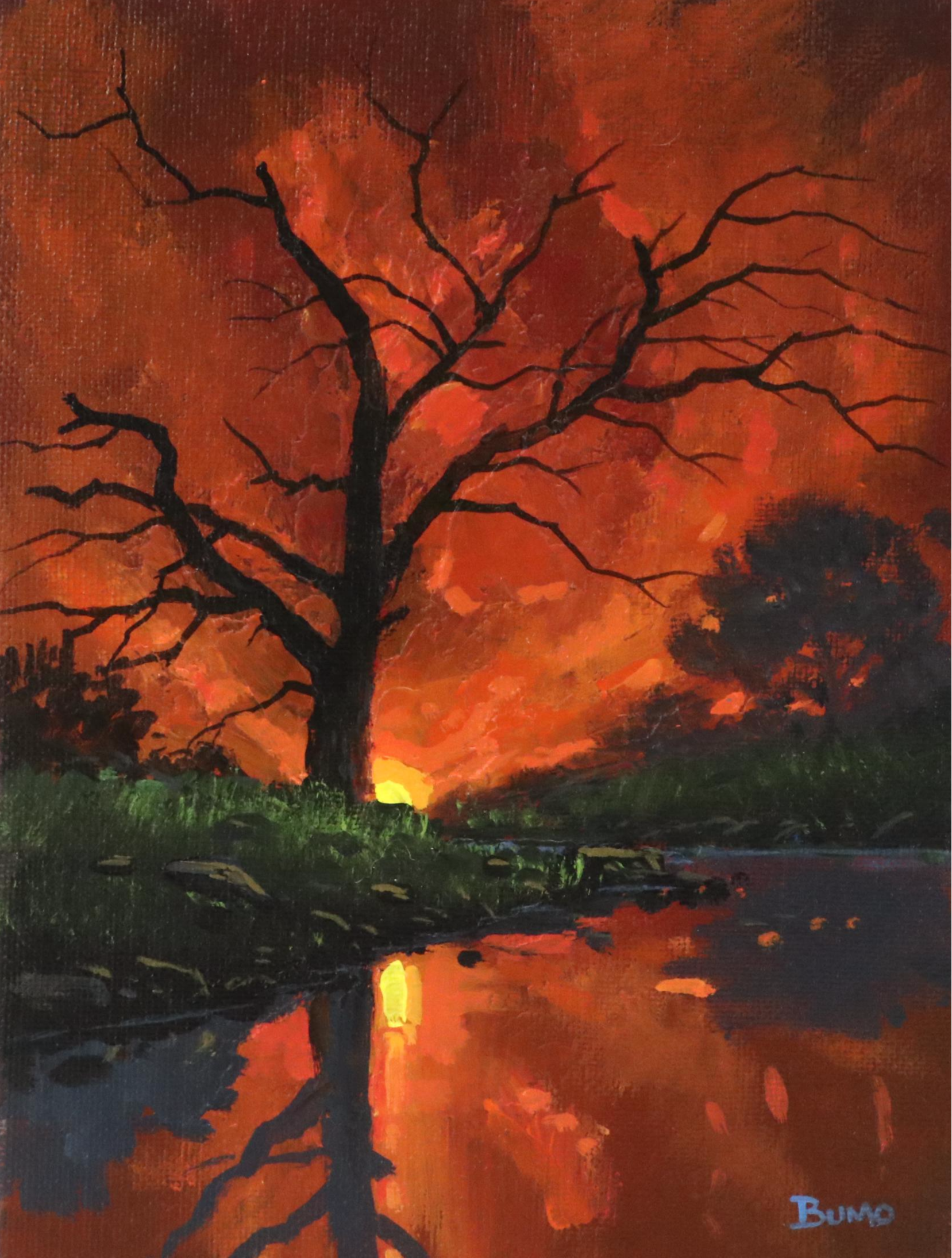 Doug "Bumo" Johnpeer Sunset Landscape Oil Painting "After Hours," 2025