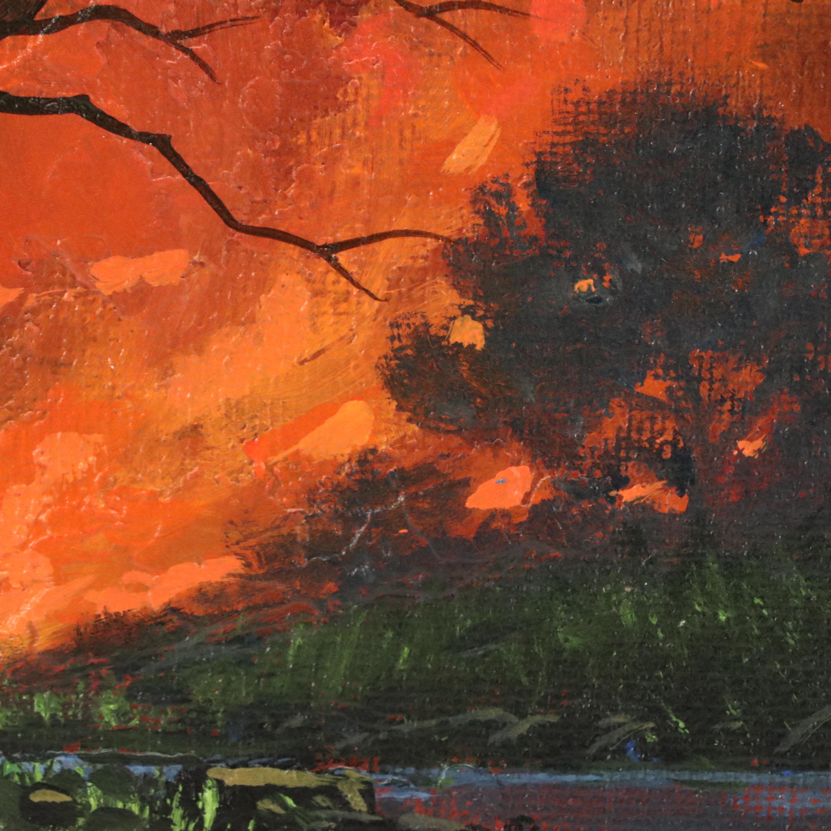 Doug "Bumo" Johnpeer Sunset Landscape Oil Painting "After Hours," 2025