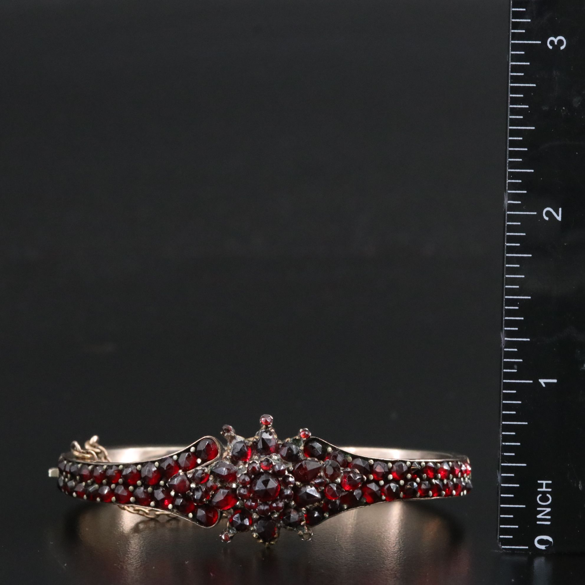 Vintage Hinged Garnet Bangle Bracelet