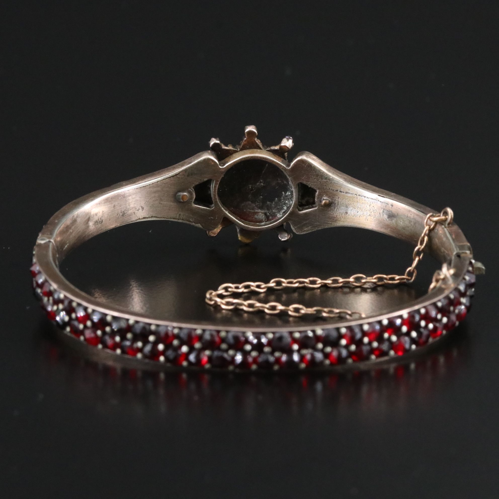 Vintage Hinged Garnet Bangle Bracelet