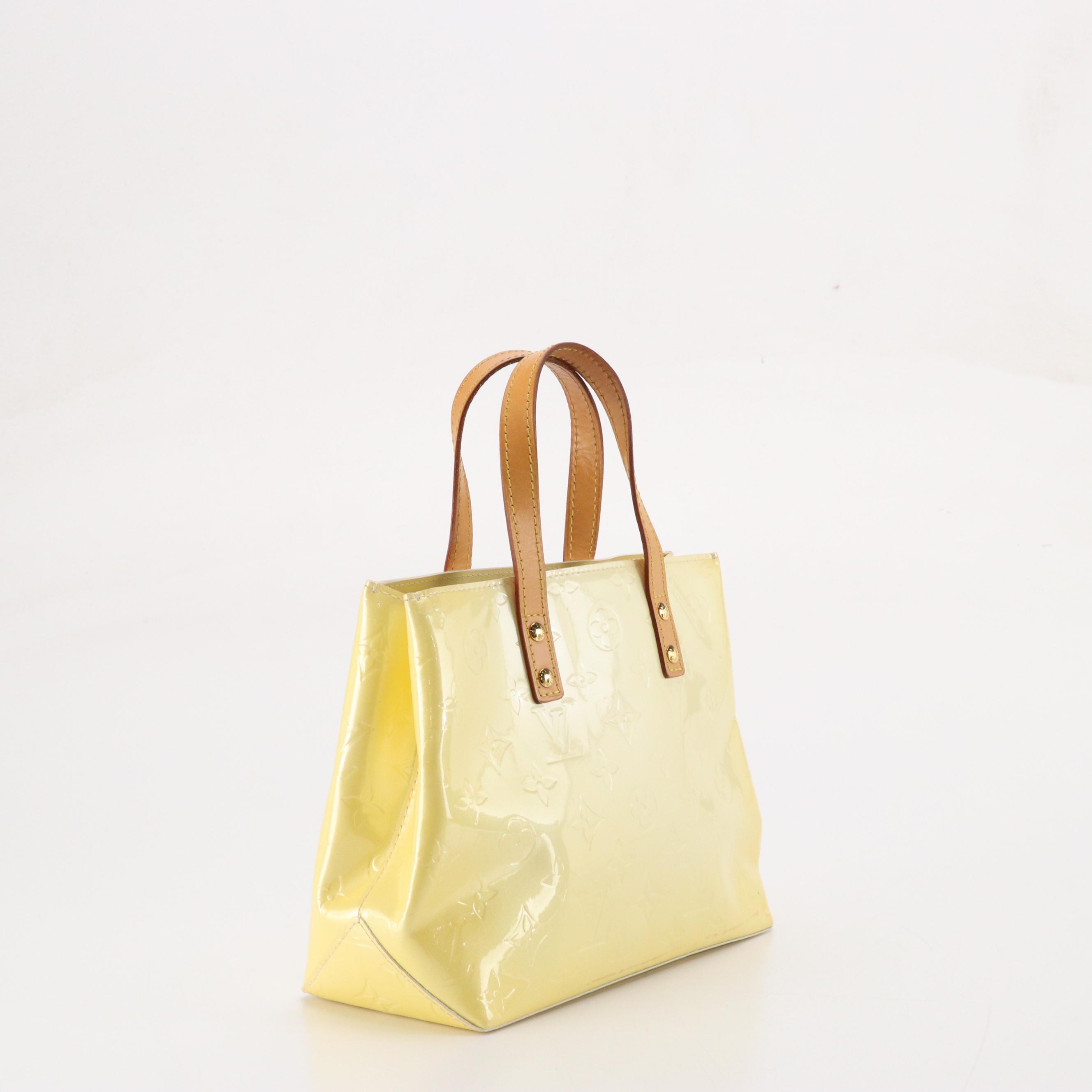 Louis Vuitton Reade PM Handbag in Yellow Monogram Vernis and Vachetta Leather