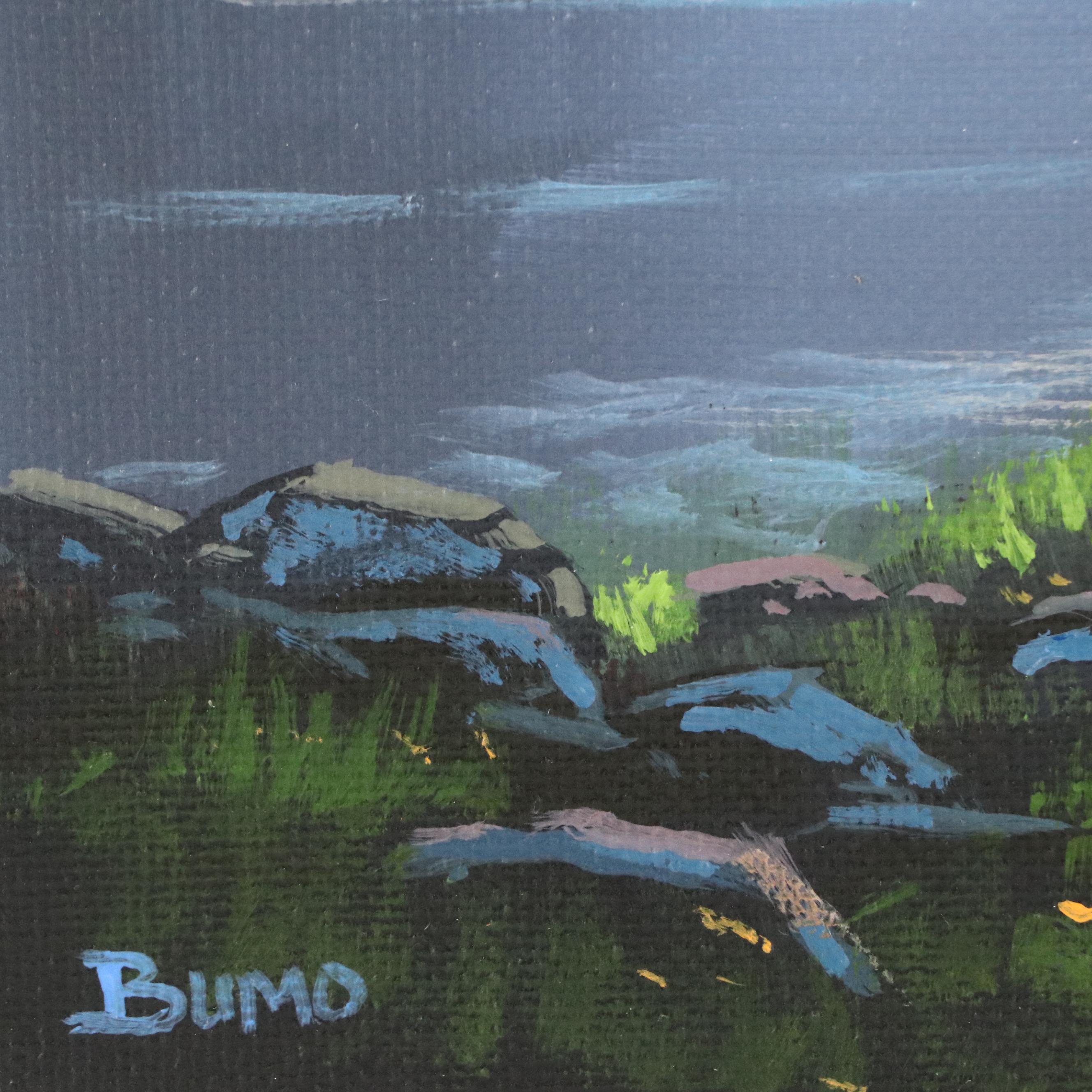 Doug "Bumo" Johnpeer Nocturne Landscape Oil Painting "The Leaning Watcher," 2025