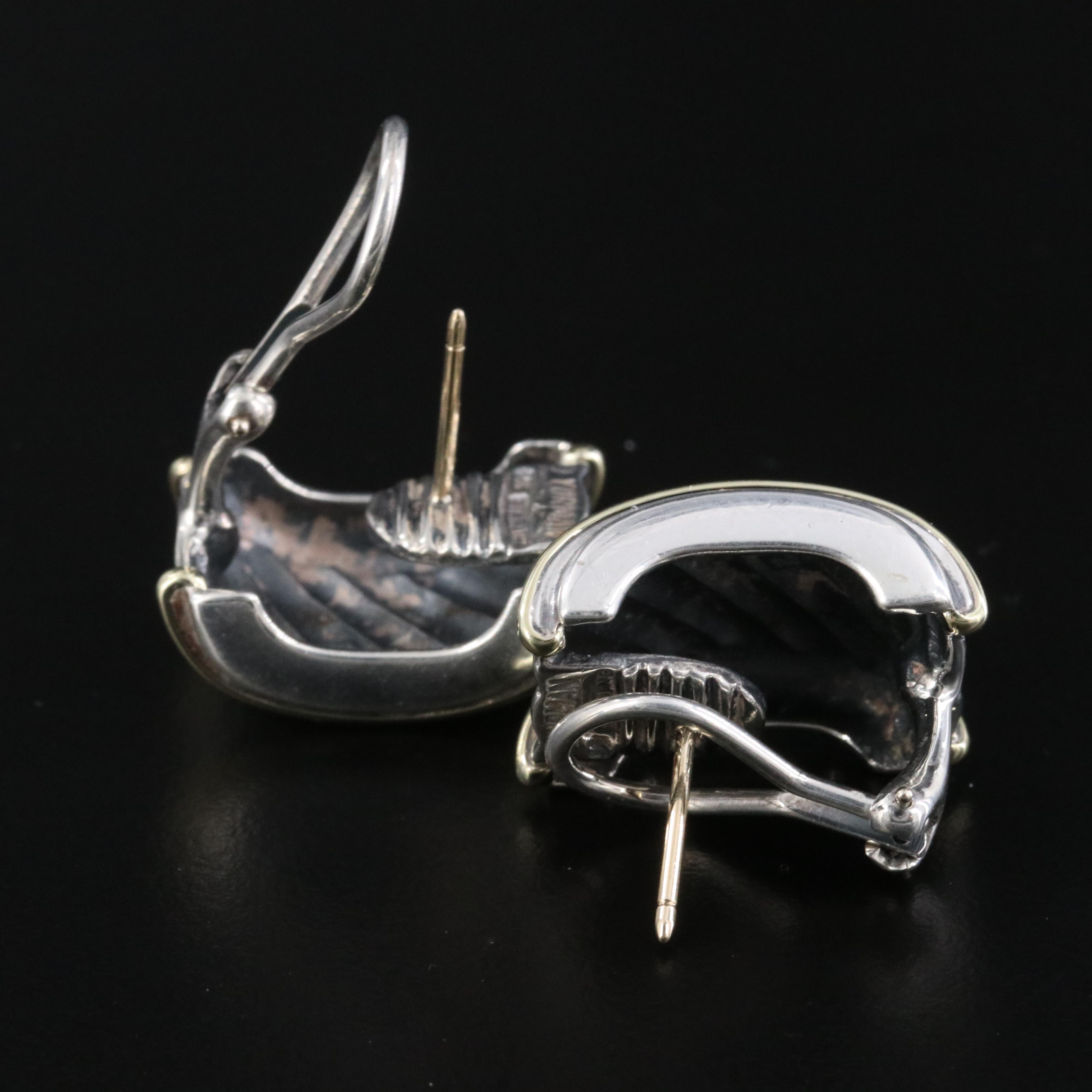 David Yurman Sterling and 14K Cigar Band Earrings