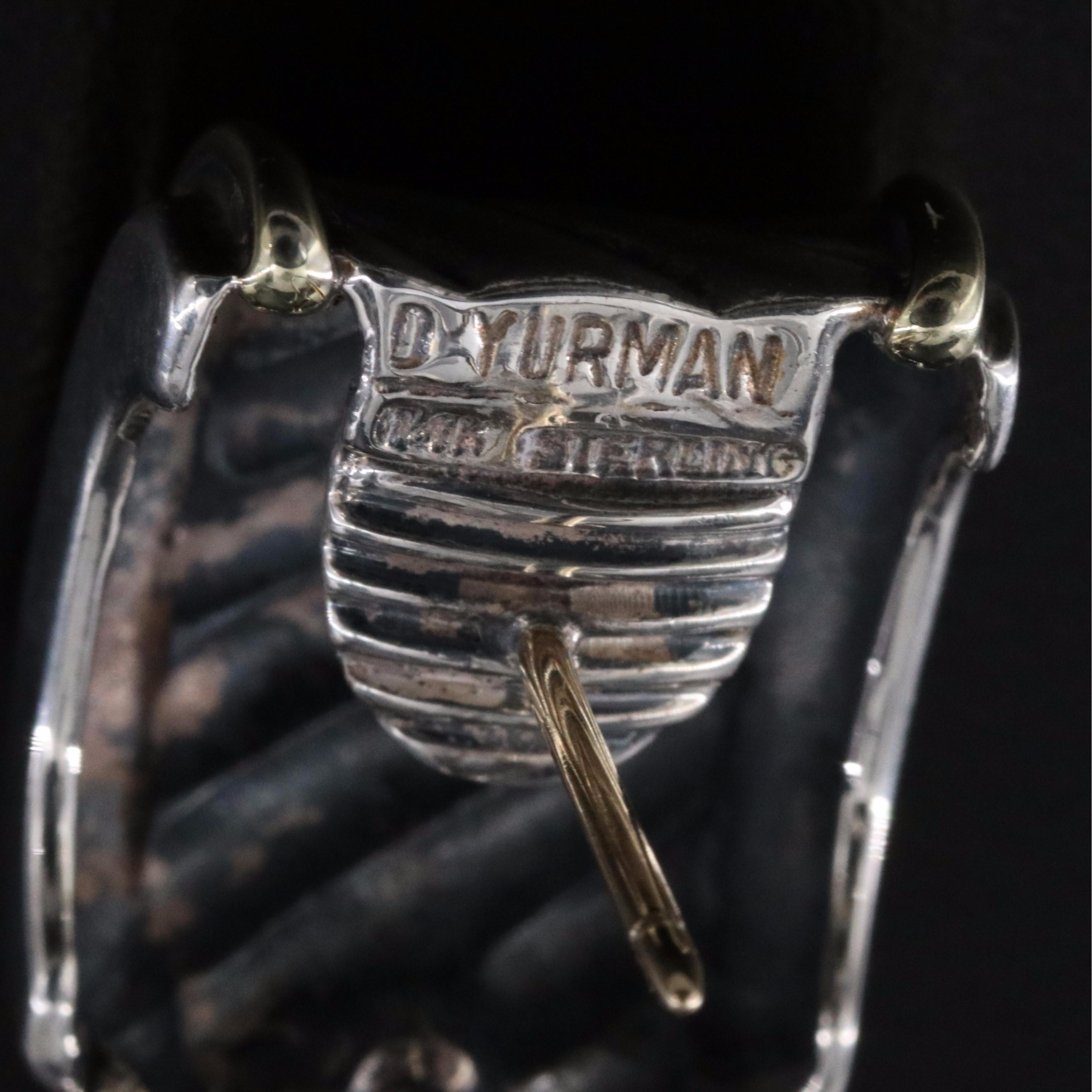 David Yurman Sterling and 14K Cigar Band Earrings