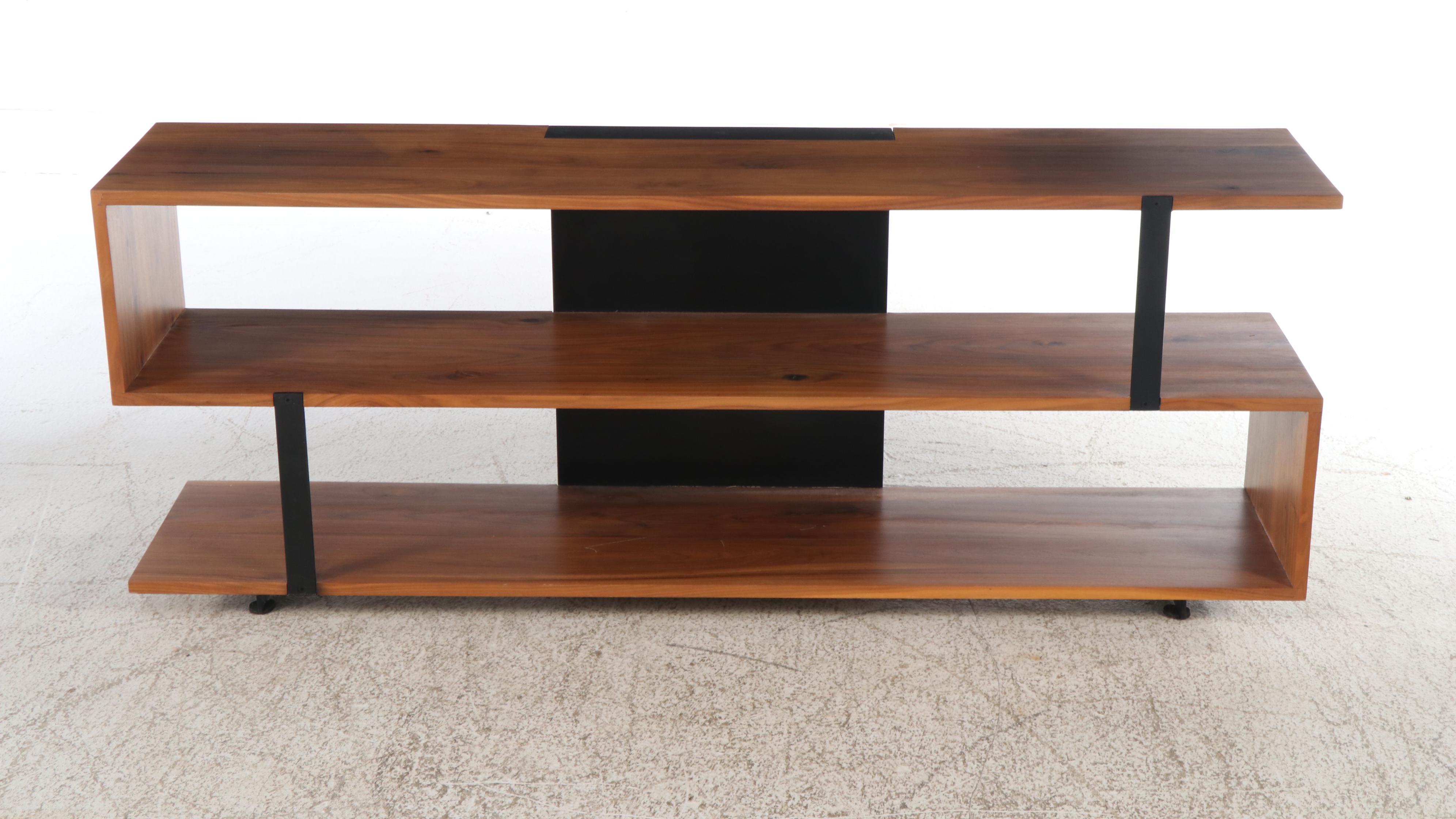 Crate & Barrel "Austin" Modernist Walnut Television Stand, 21st Century