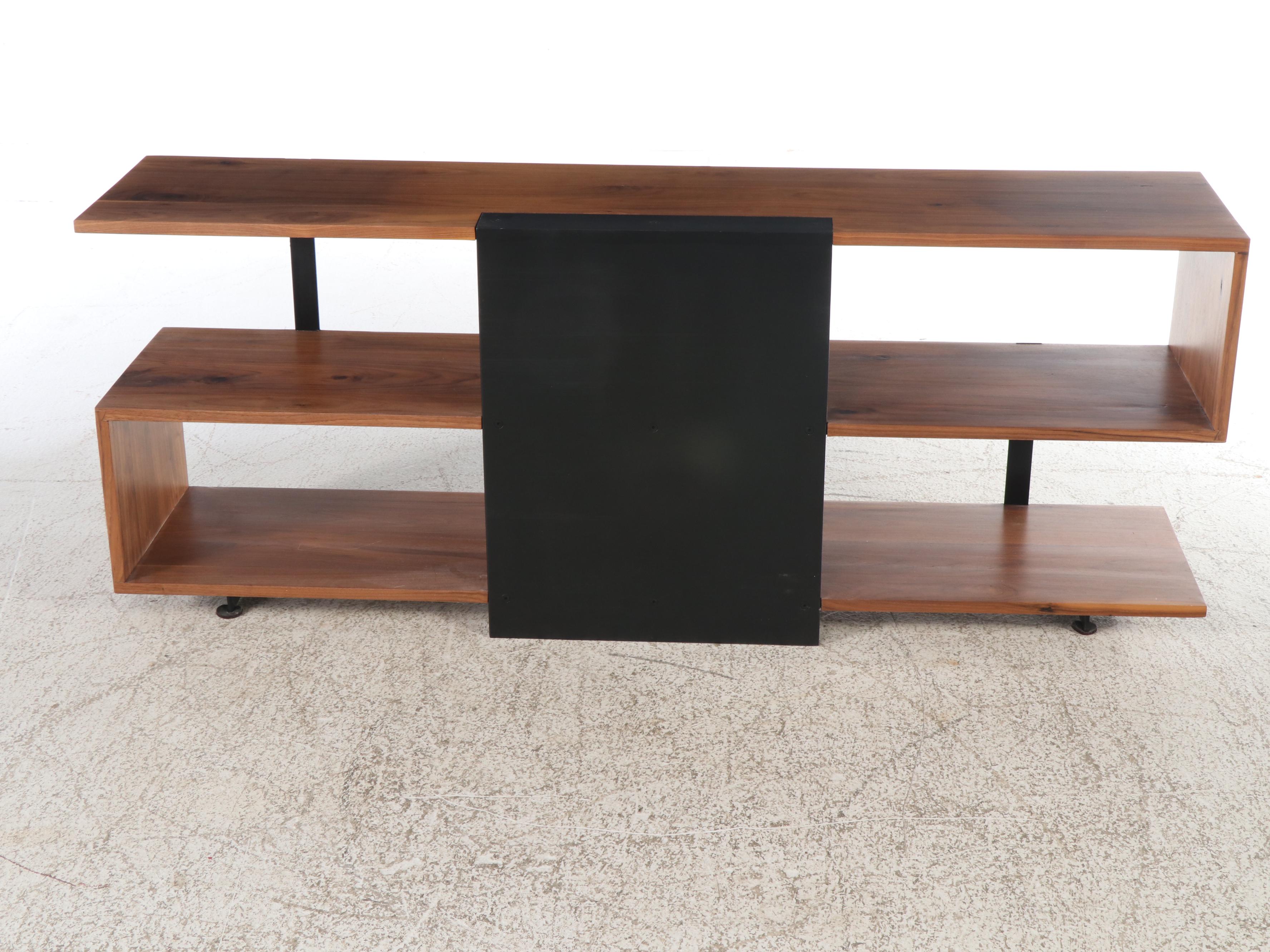 Crate & Barrel "Austin" Modernist Walnut Television Stand, 21st Century