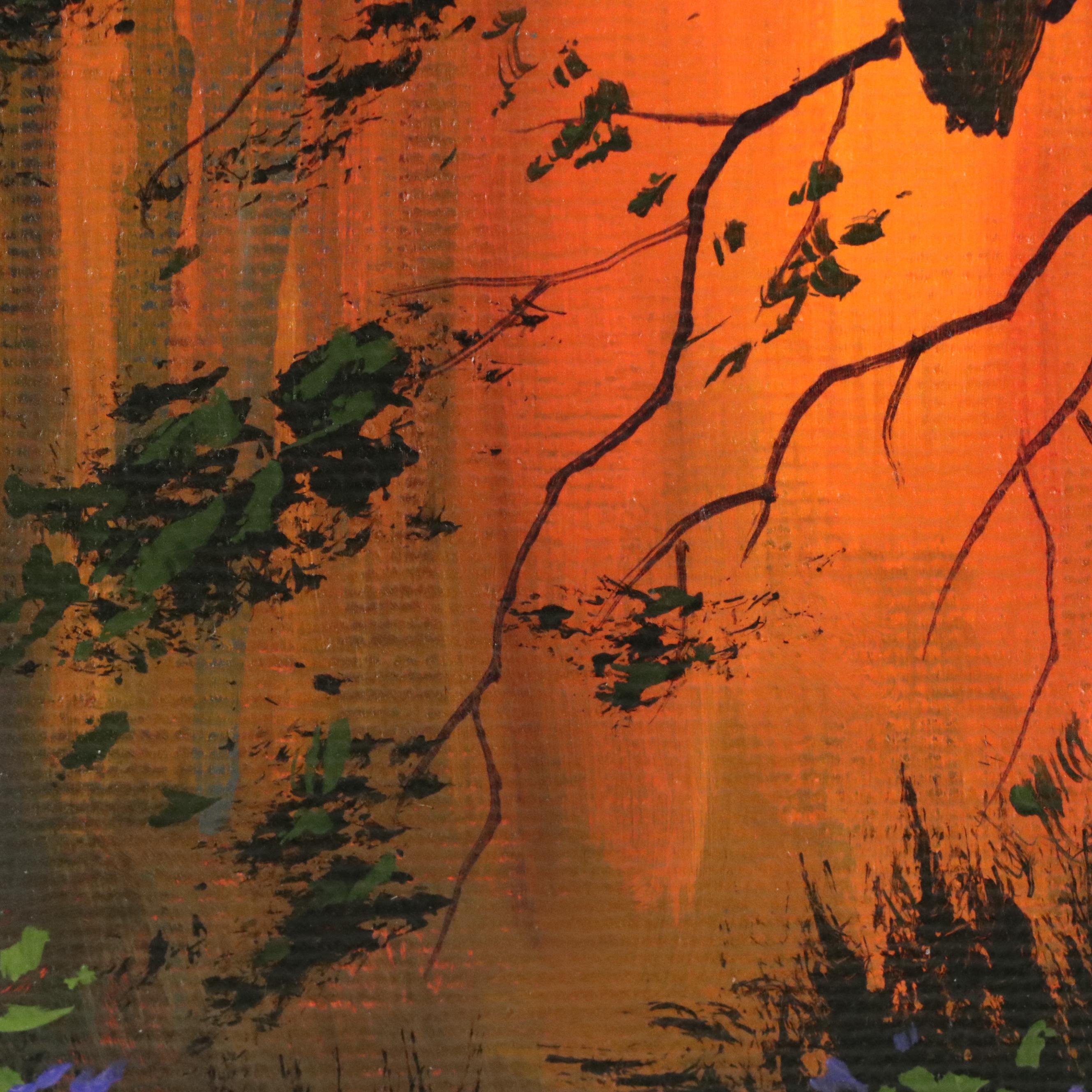 Doug "Bumo" Johnpeer Nocturne Landscape Oil Painting, 21st Century