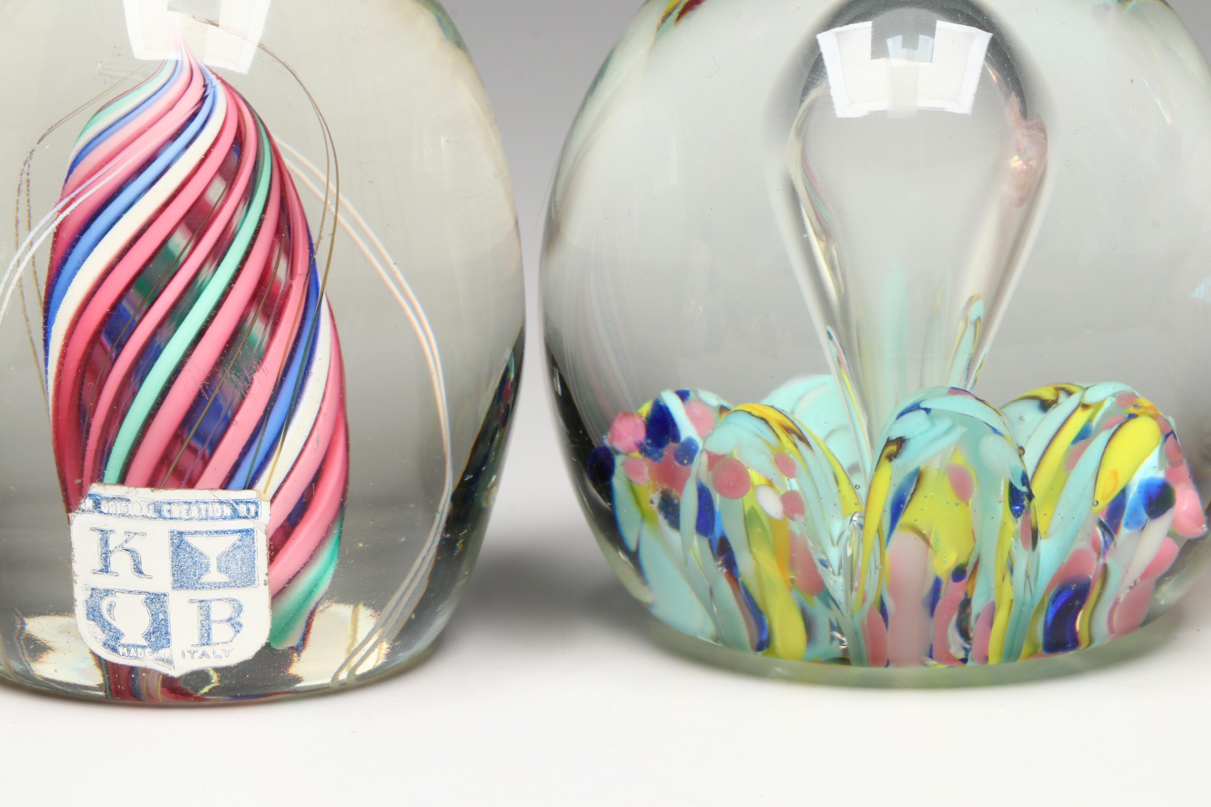 Caithness Optix and Other Glass Paperweights with Silvestri Glass Perfume Bottle