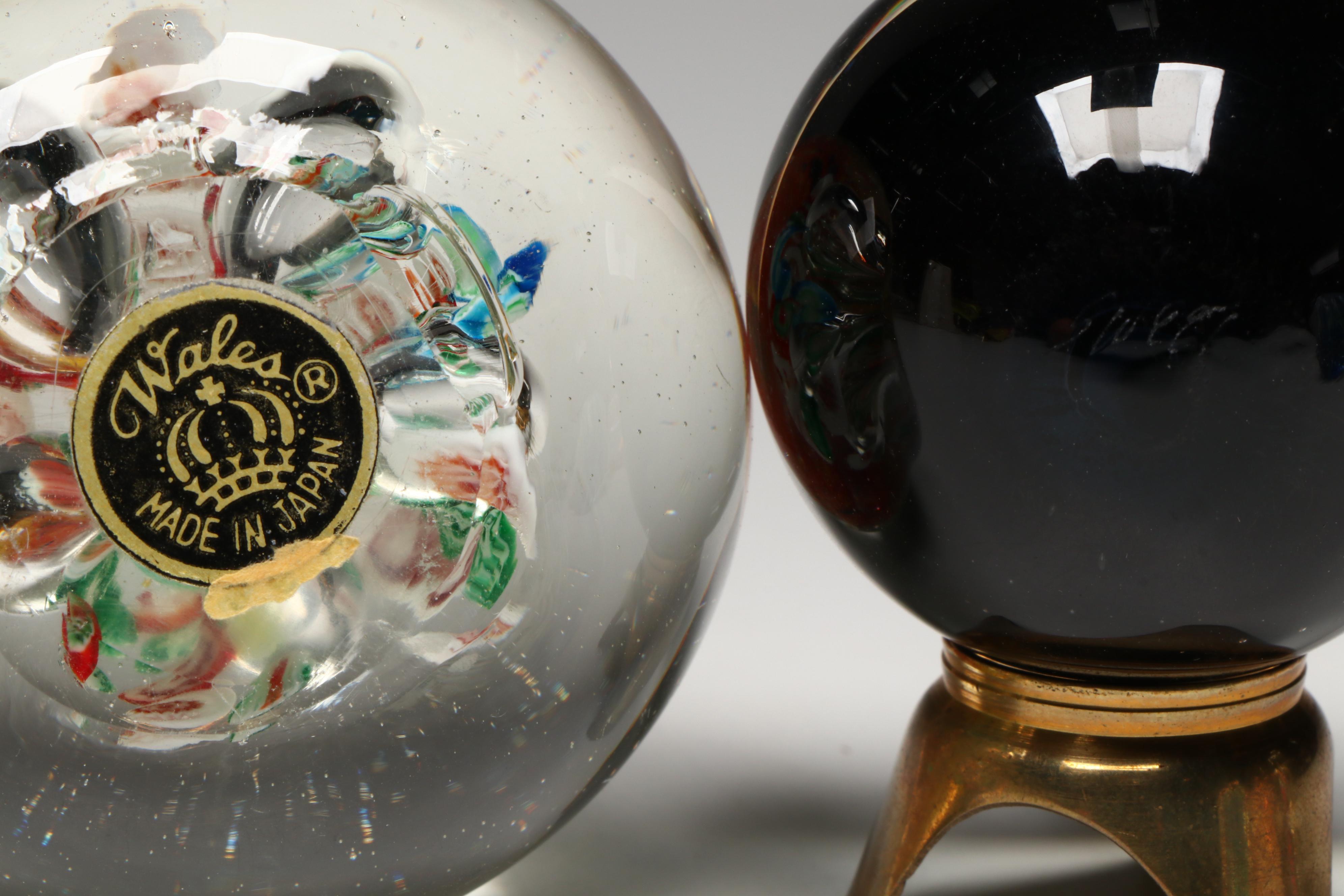 Caithness Optix and Other Glass Paperweights with Silvestri Glass Perfume Bottle