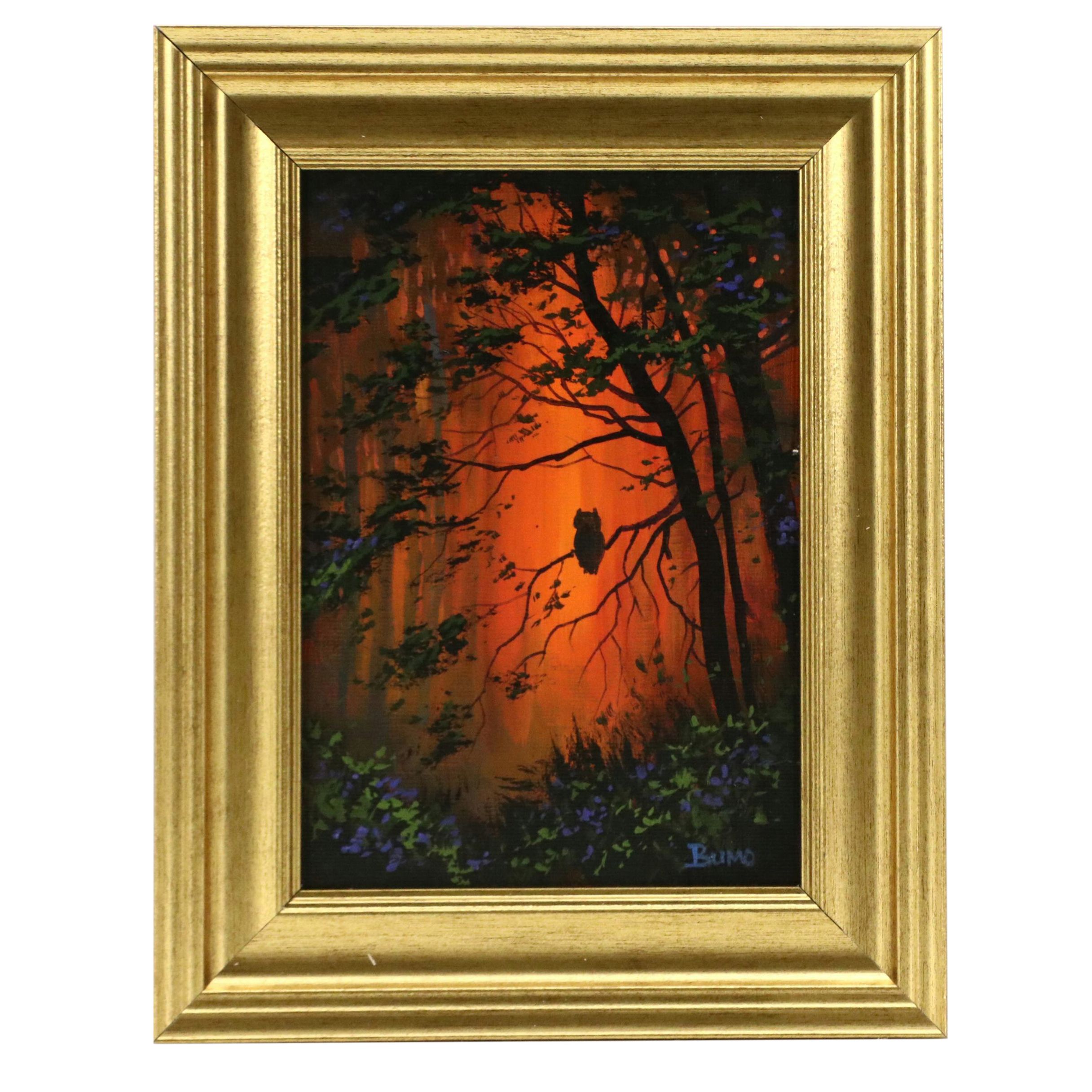 Doug "Bumo" Johnpeer Nocturne Landscape Oil Painting, 21st Century