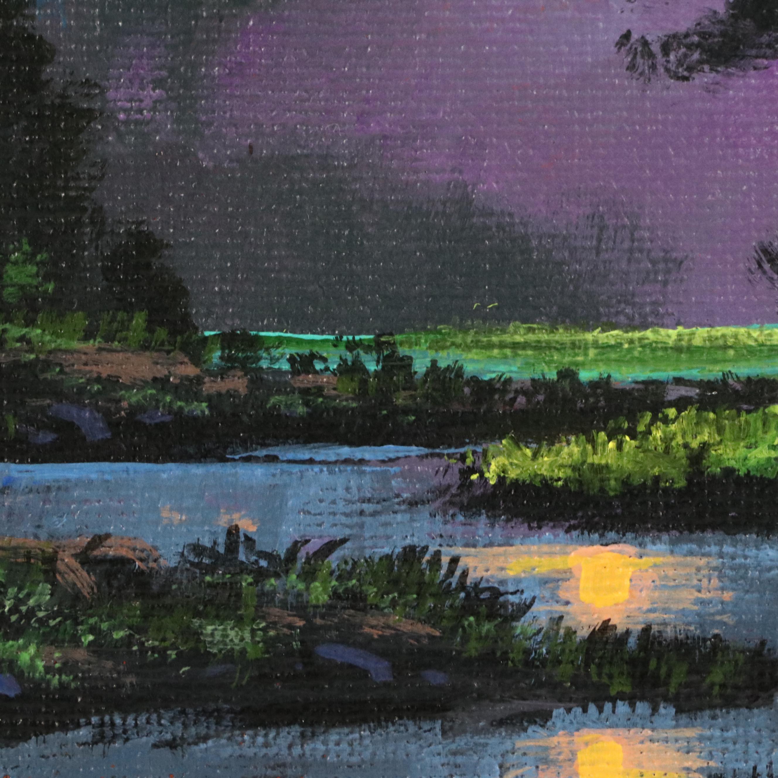 Doug "Bumo" Johnpeer Nocturne Landscape Oil Painting, 21st Century