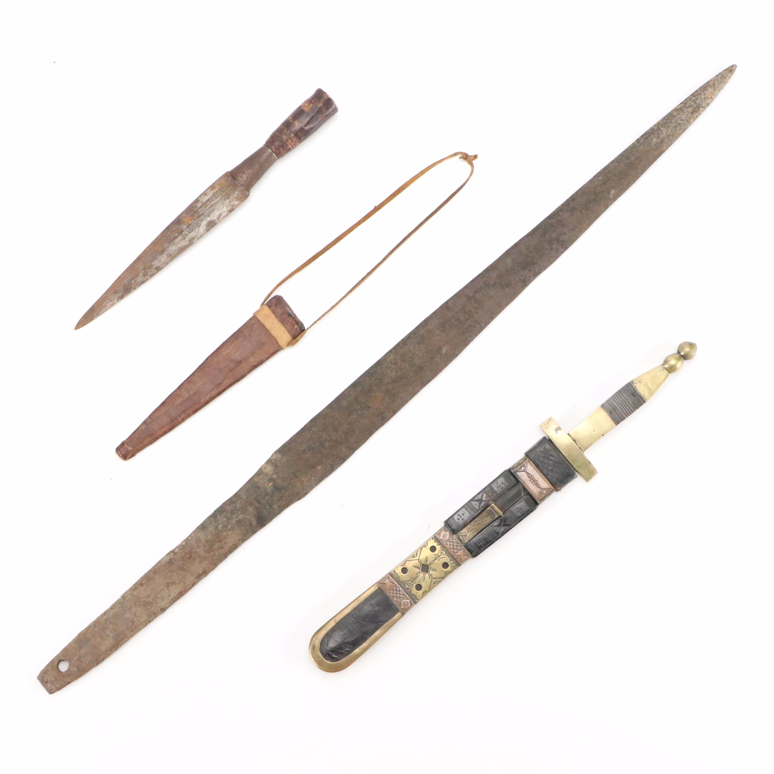 North African Engraved Tuareg Daggers with Hand-Forged Blade