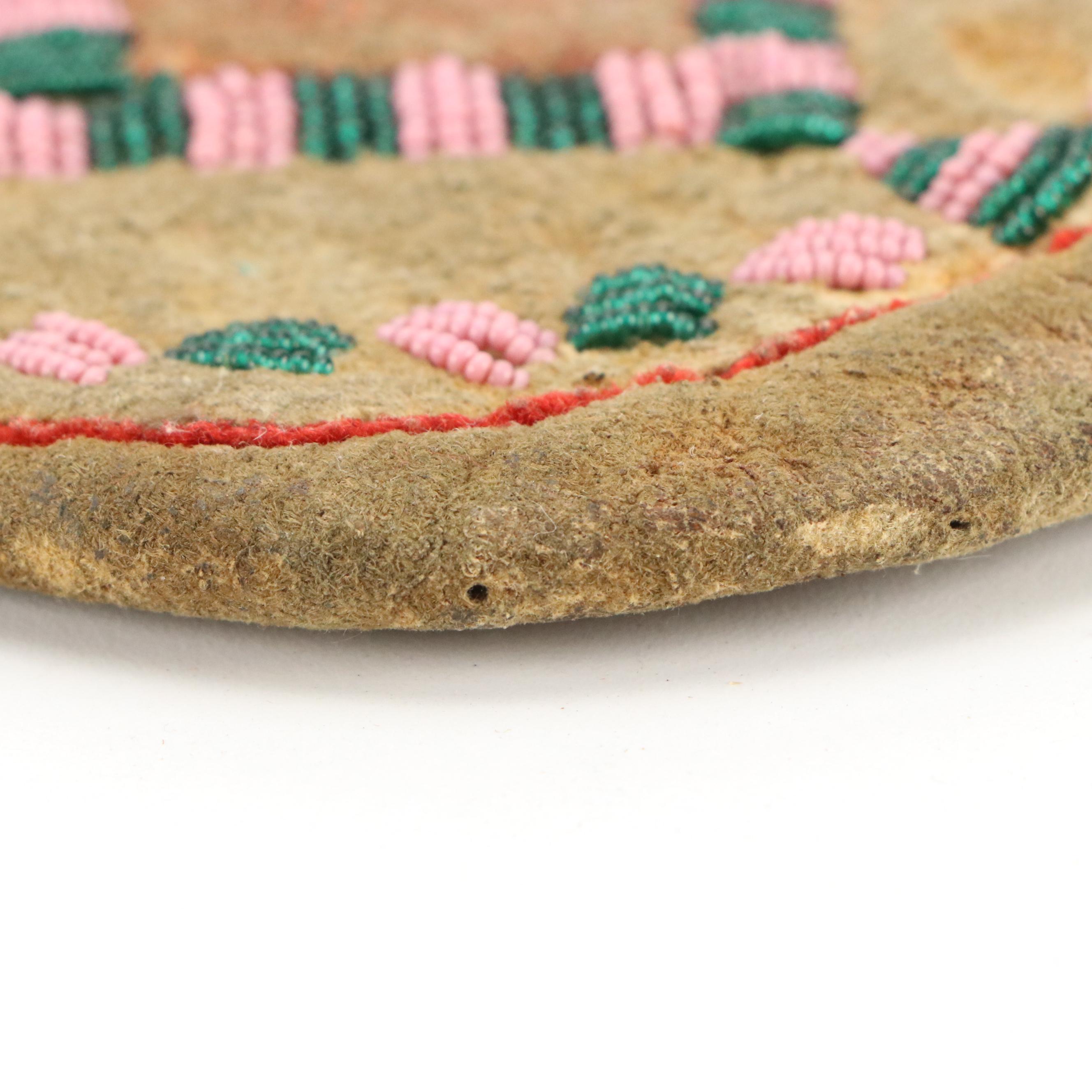 Indigenous Southwest Beaded Hide Pouches, One Apache with Tin Cone Suspensions