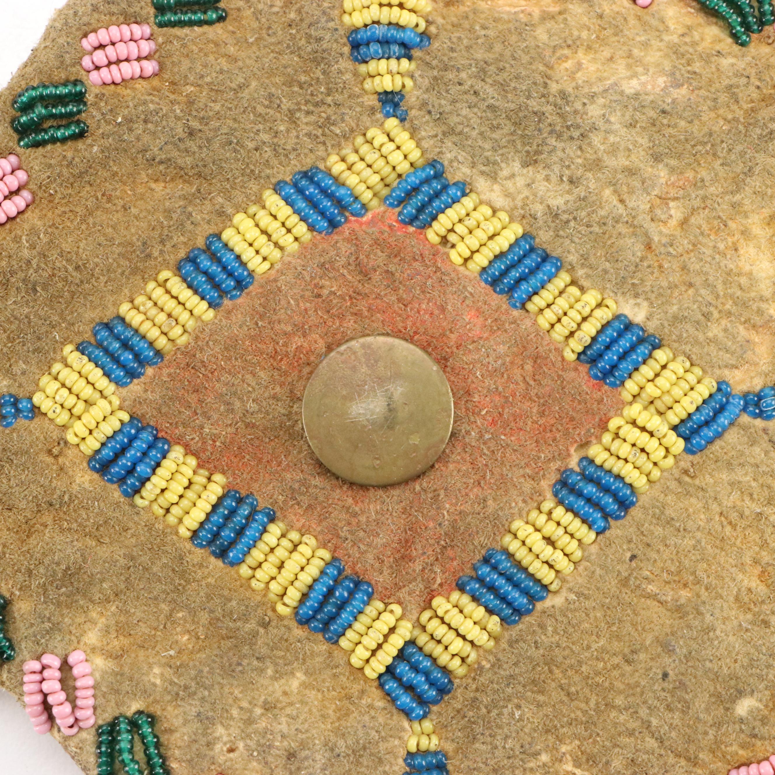 Indigenous Southwest Beaded Hide Pouches, One Apache with Tin Cone Suspensions