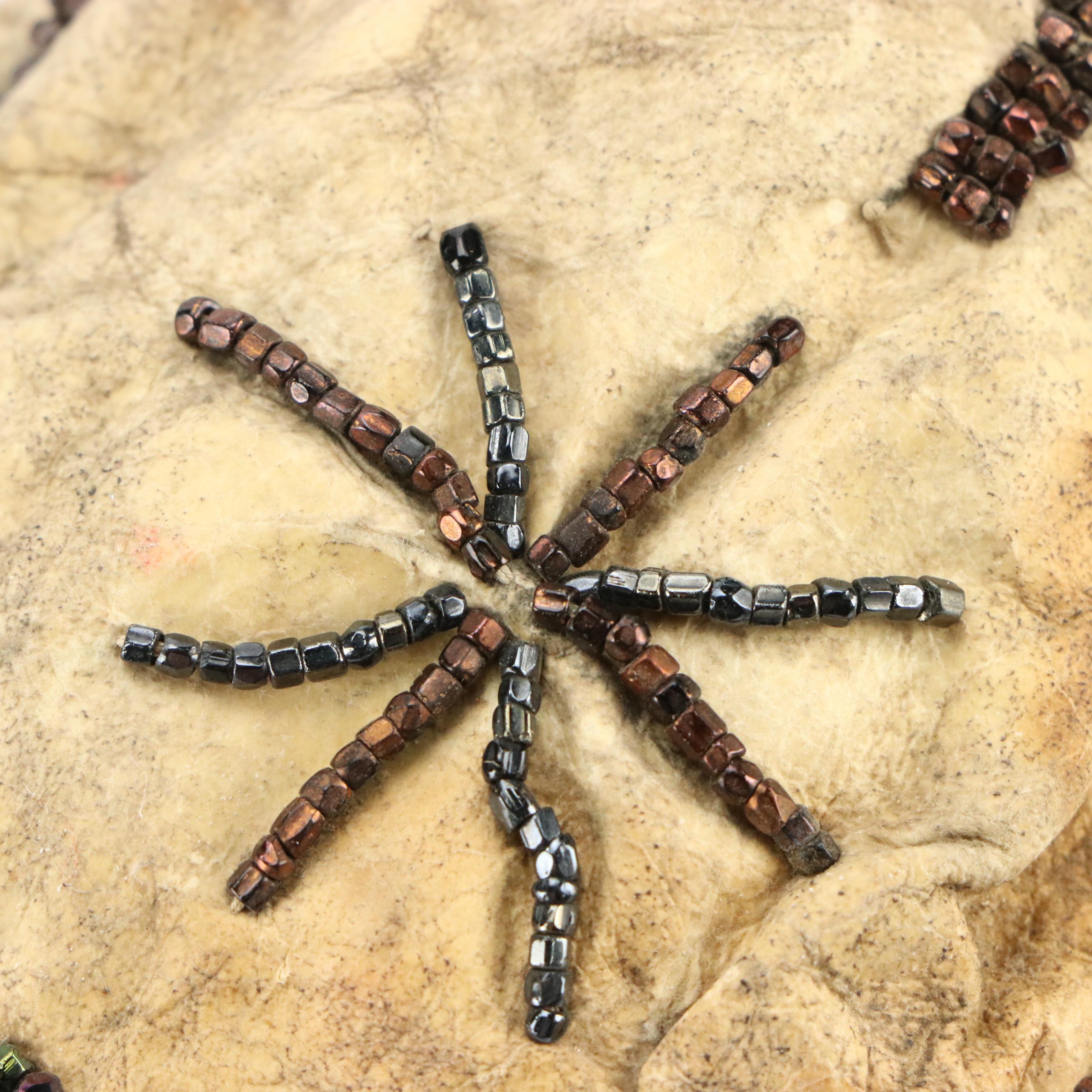 Indigenous Southwest Beaded Hide Pouches, One Apache with Tin Cone Suspensions