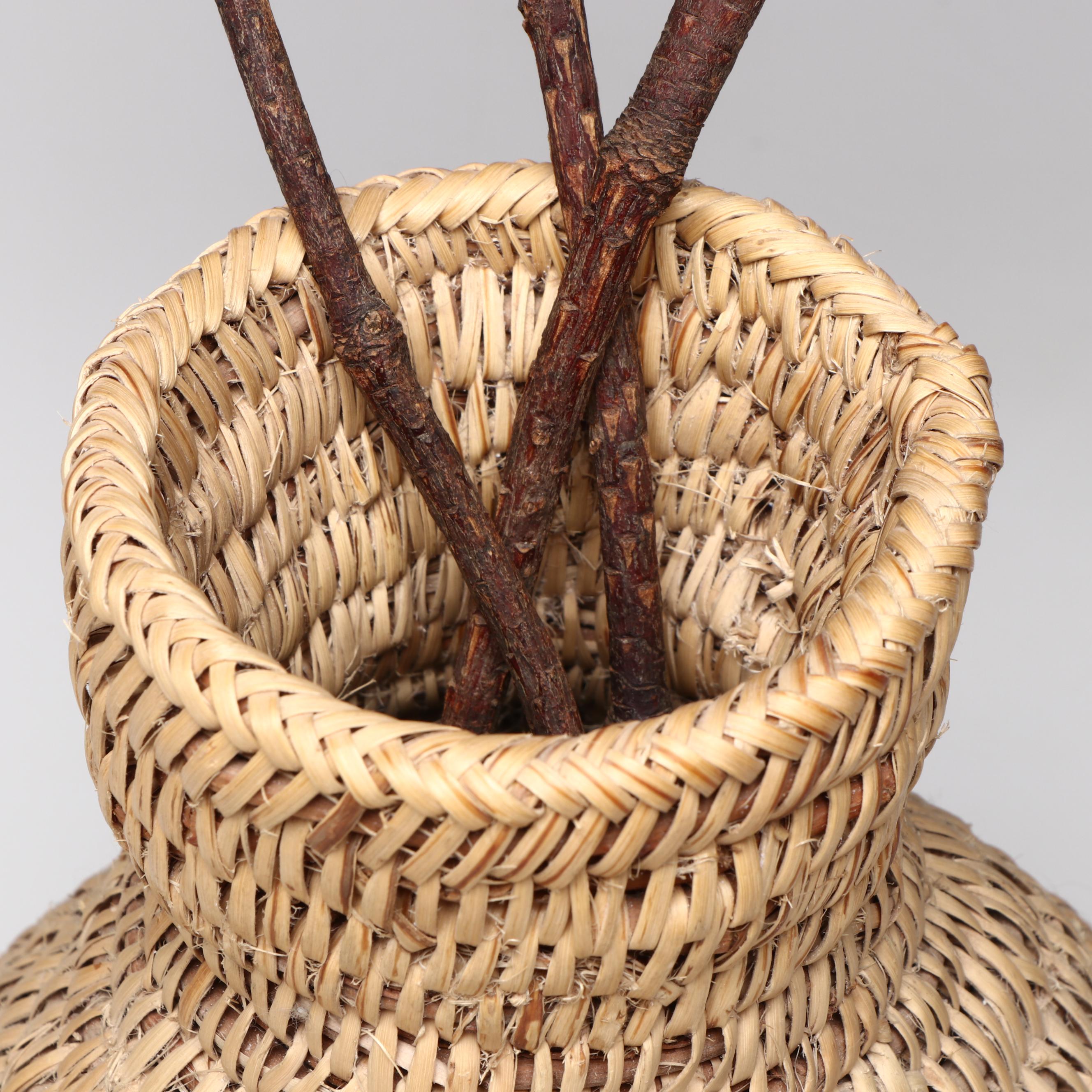 Indigenous Southwest Diné (Navajo) Coiled Basket with Platyspermum Stems