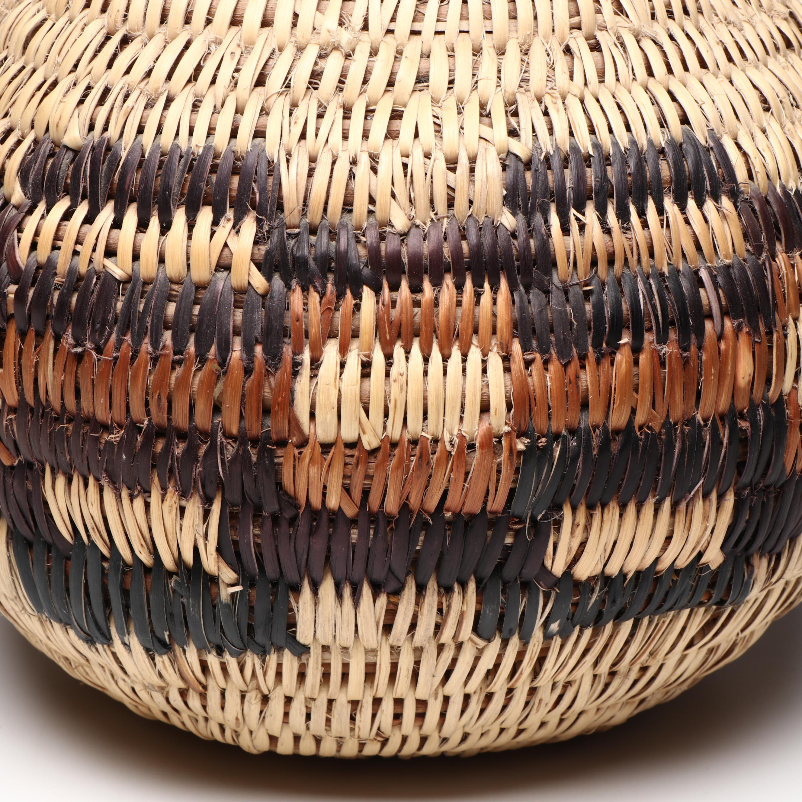 Indigenous Southwest Diné (Navajo) Coiled Basket with Platyspermum Stems
