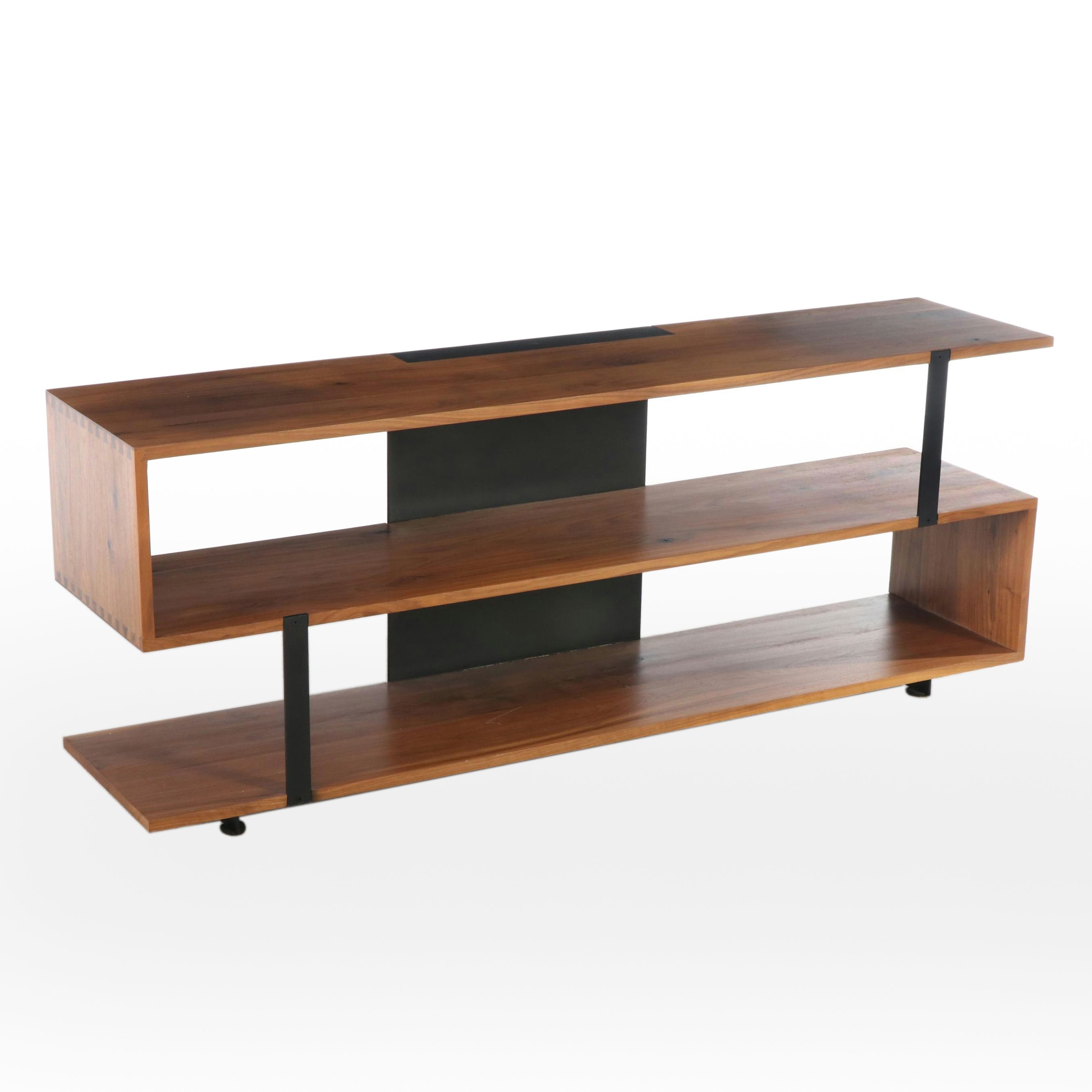 Crate & Barrel "Austin" Modernist Walnut Television Stand, 21st Century