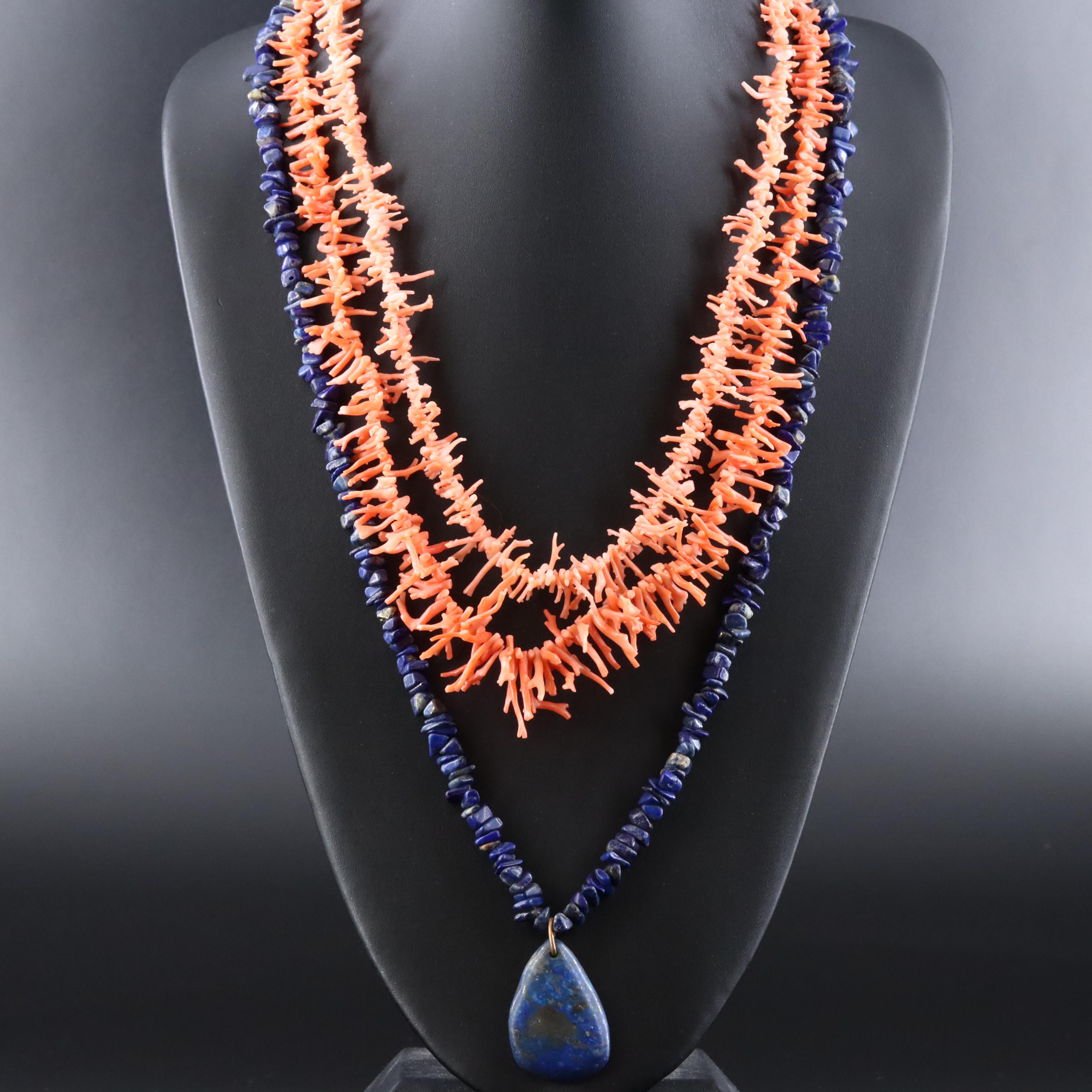 Coral and Lapis Lazuli Necklaces
