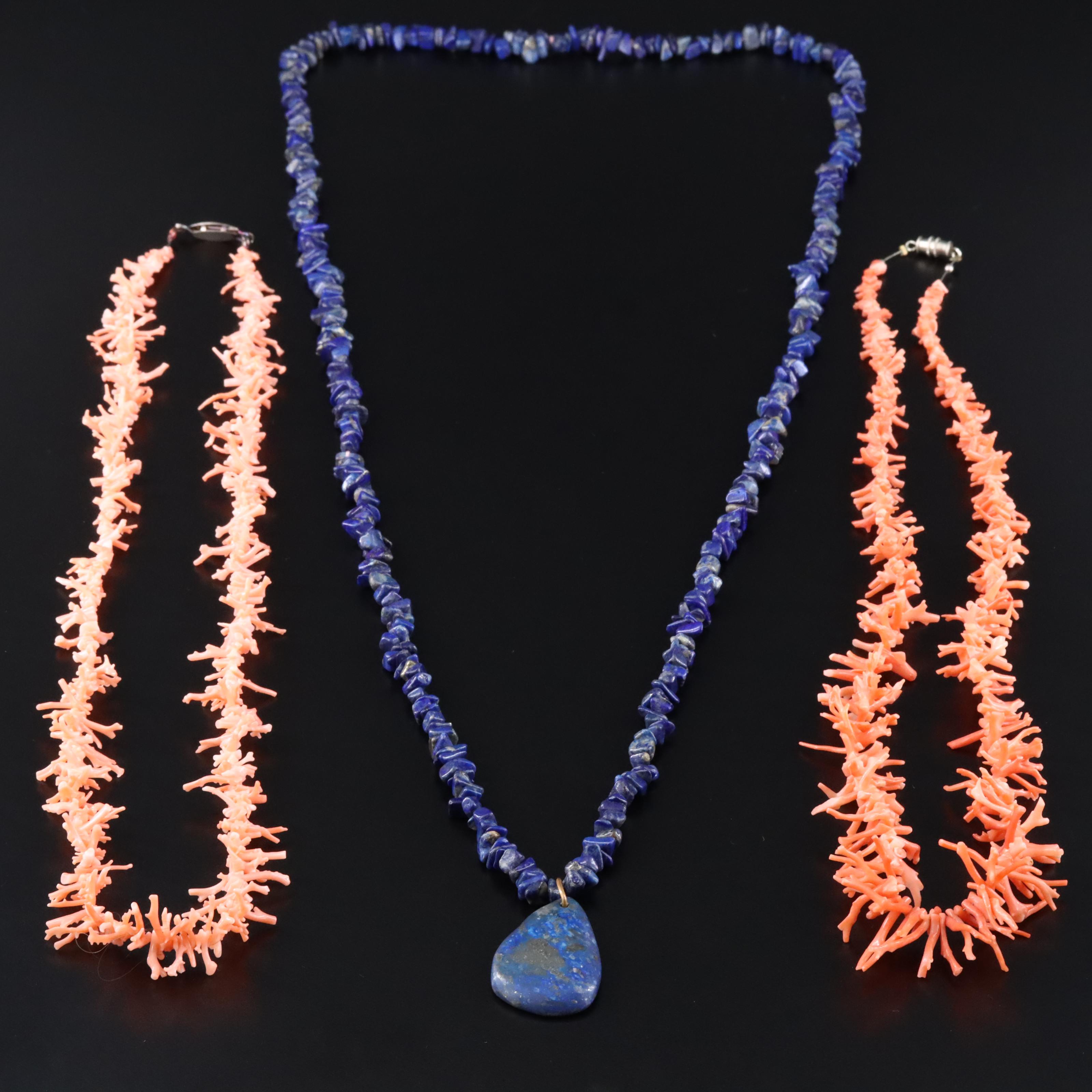Coral and Lapis Lazuli Necklaces