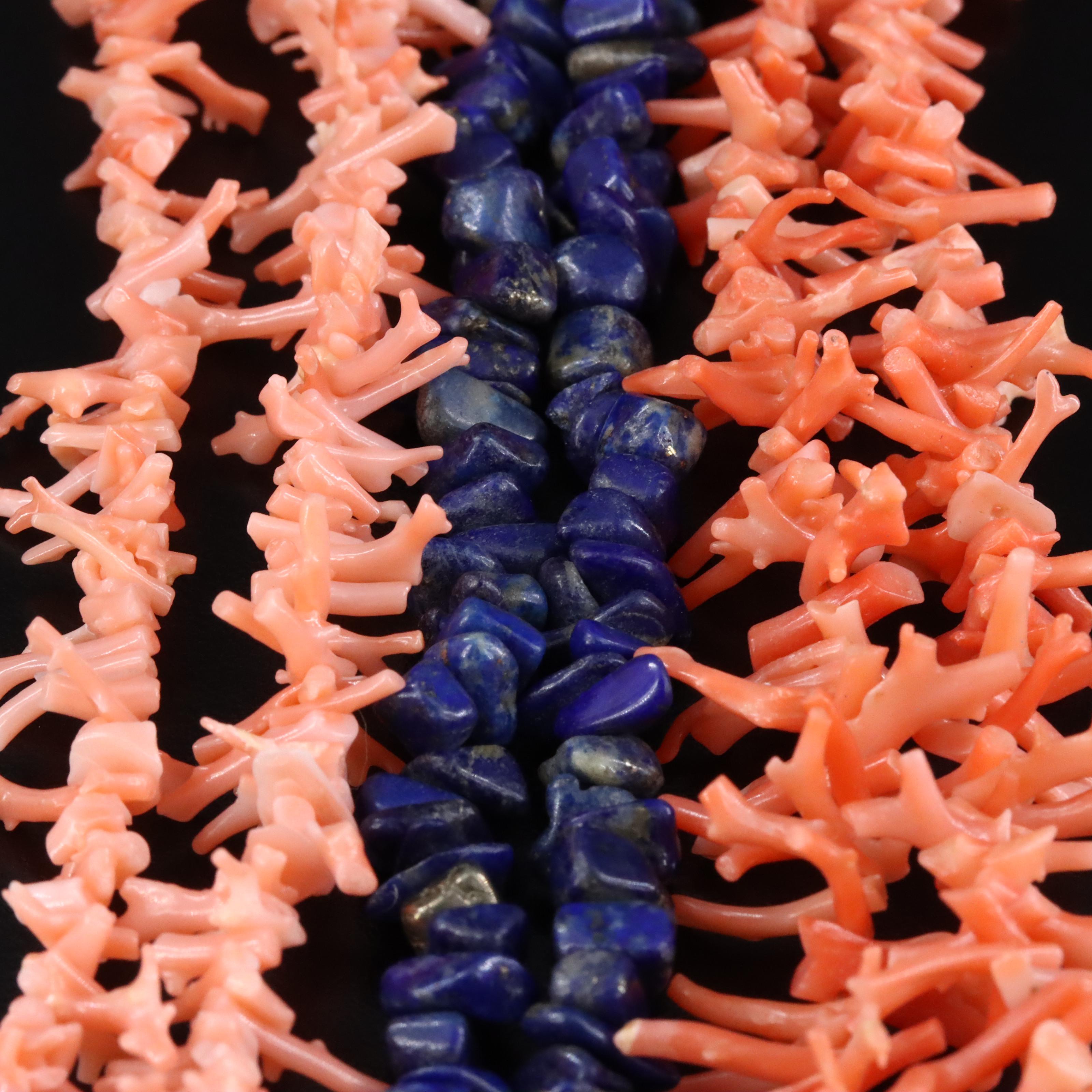 Coral and Lapis Lazuli Necklaces